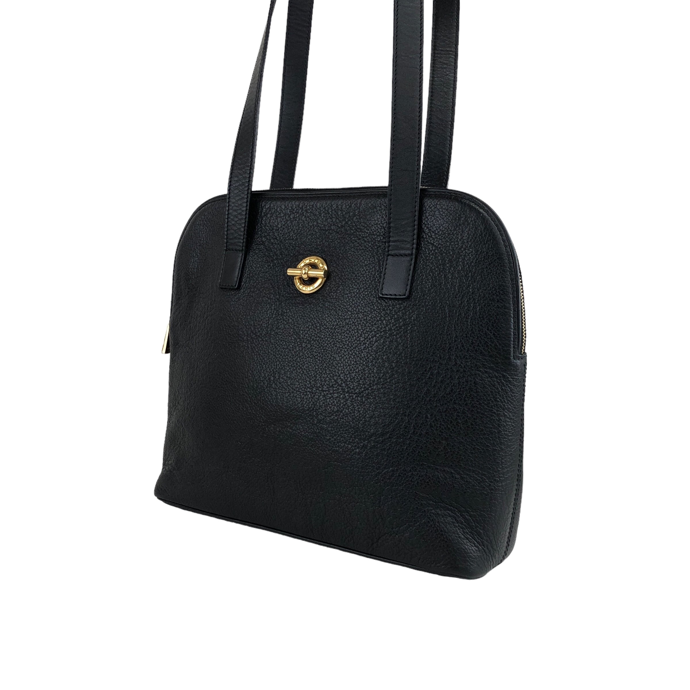 CELINE セリーヌ ショルダーバッグ ブラック マンテル レザー vintage