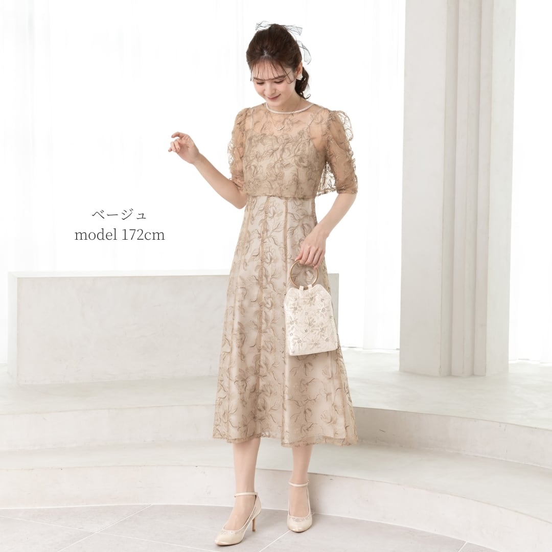 0402-149 花柄刺繍レース2ピースドレス | a.r.azalearose