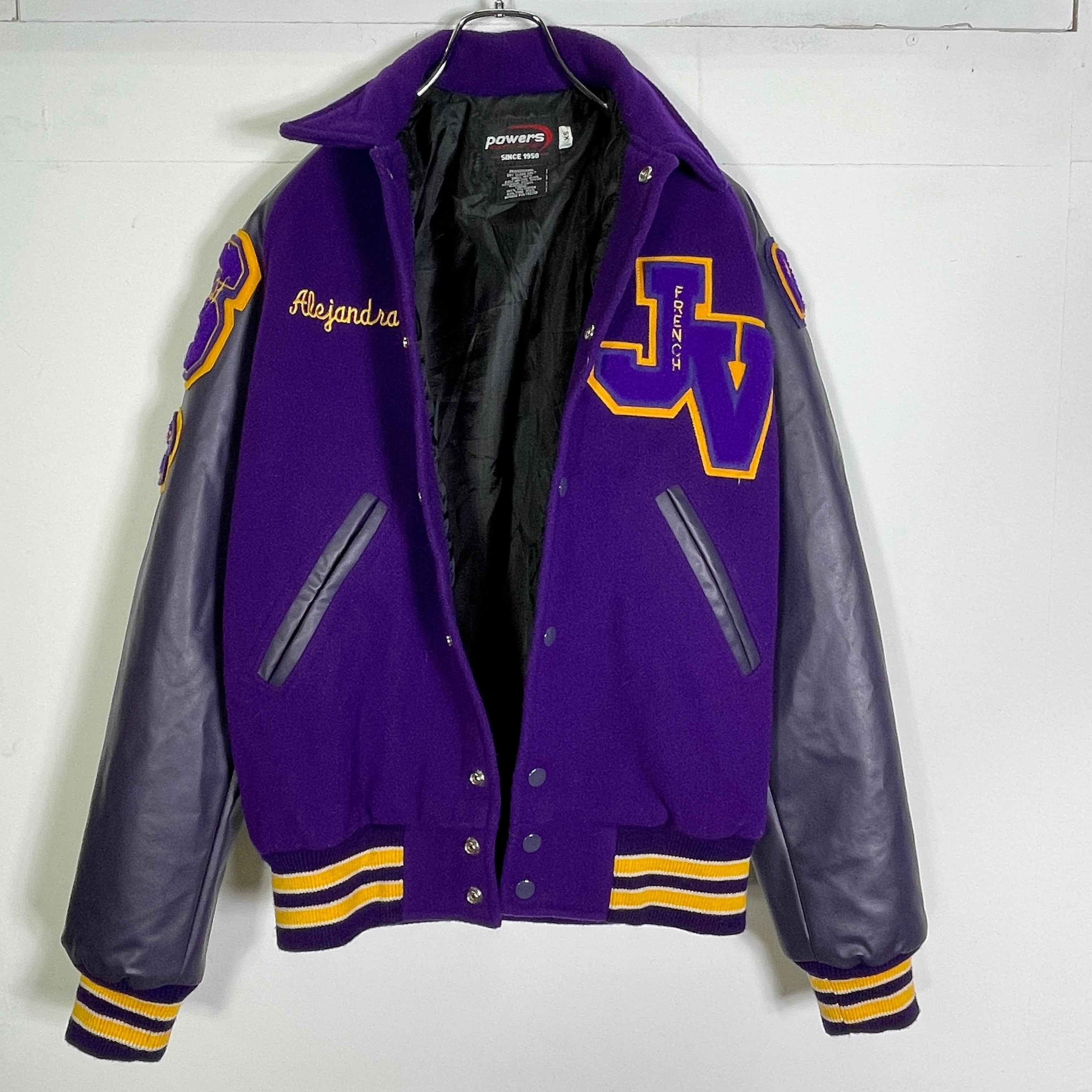 powers stadium jacket スタジャン 袖フェイクレザー | Pay ID