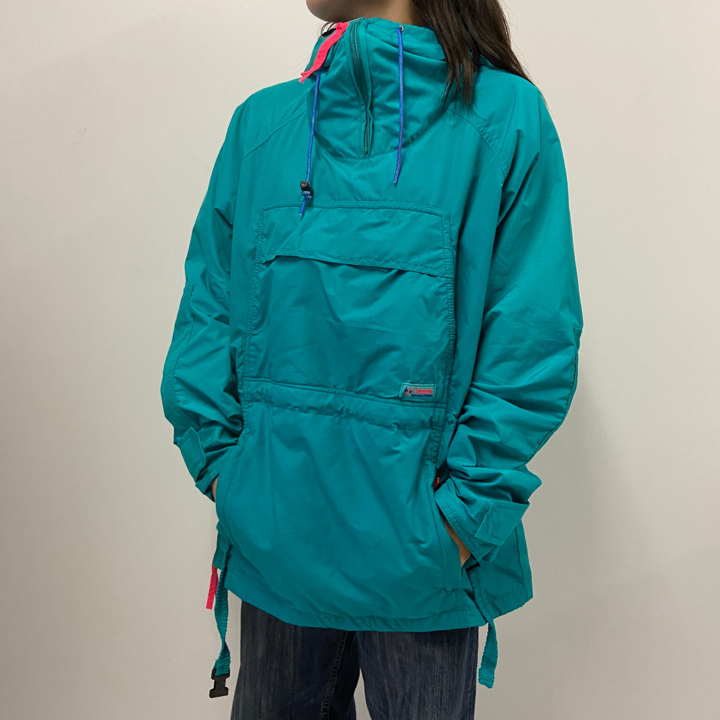 90年代 Columbia コロンビア アノラックパーカー プルオーバーナイロン