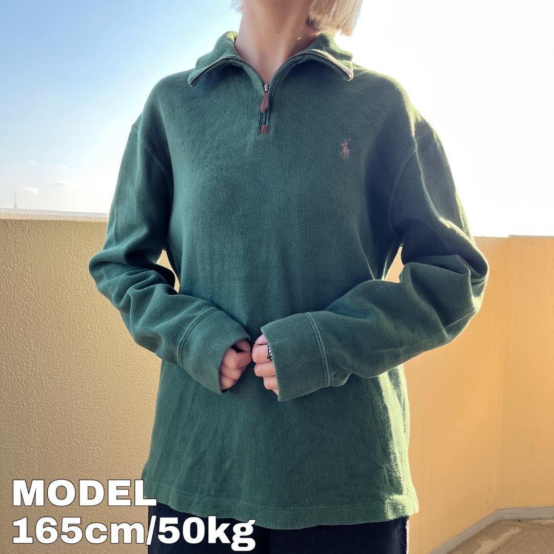 ポロバイラルフローレン ハーフジップ ニット M グリーン 緑 ポニー