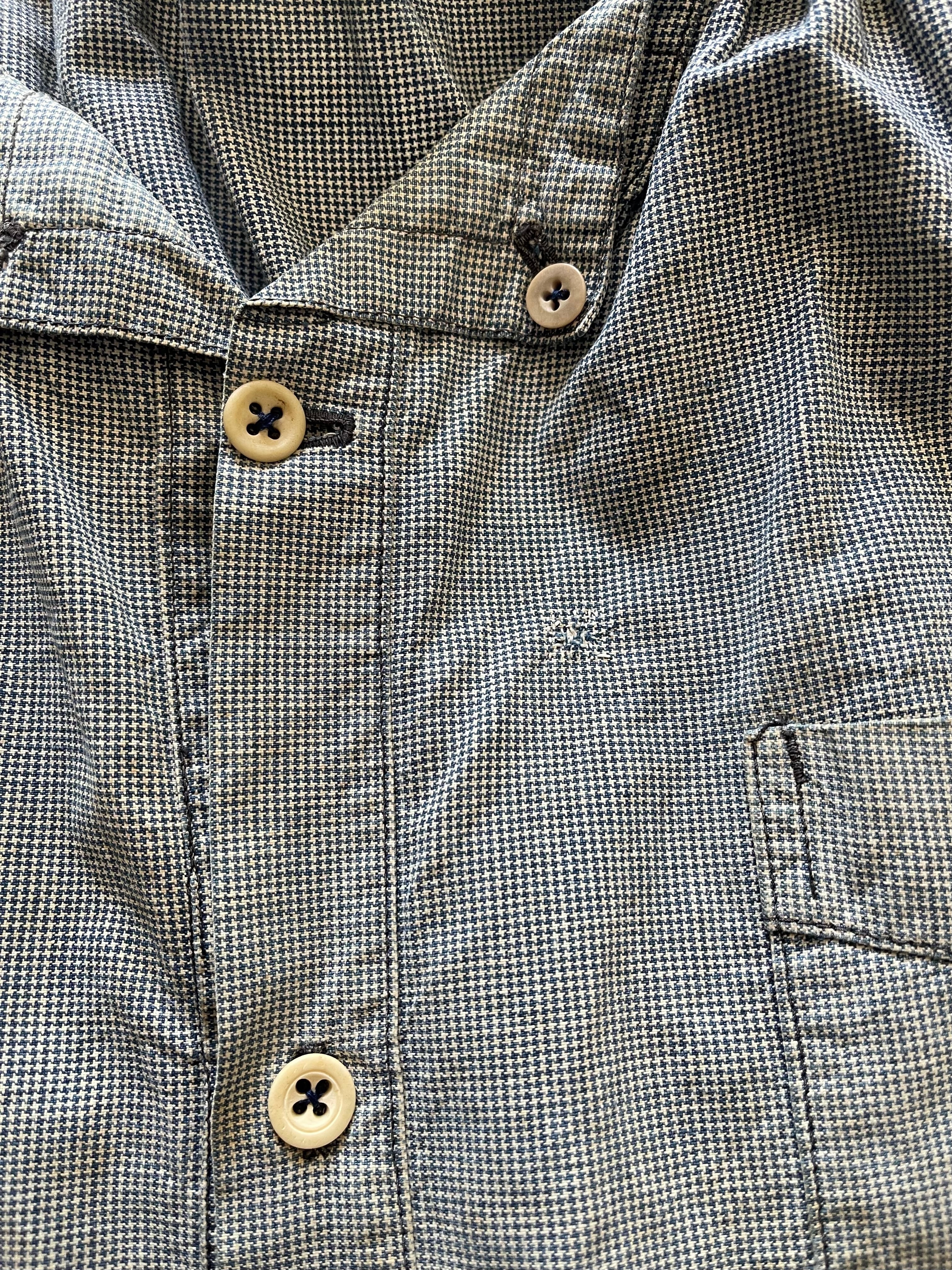 1930s French Vintage indigo houndstooth butcher smock | Le Coeur