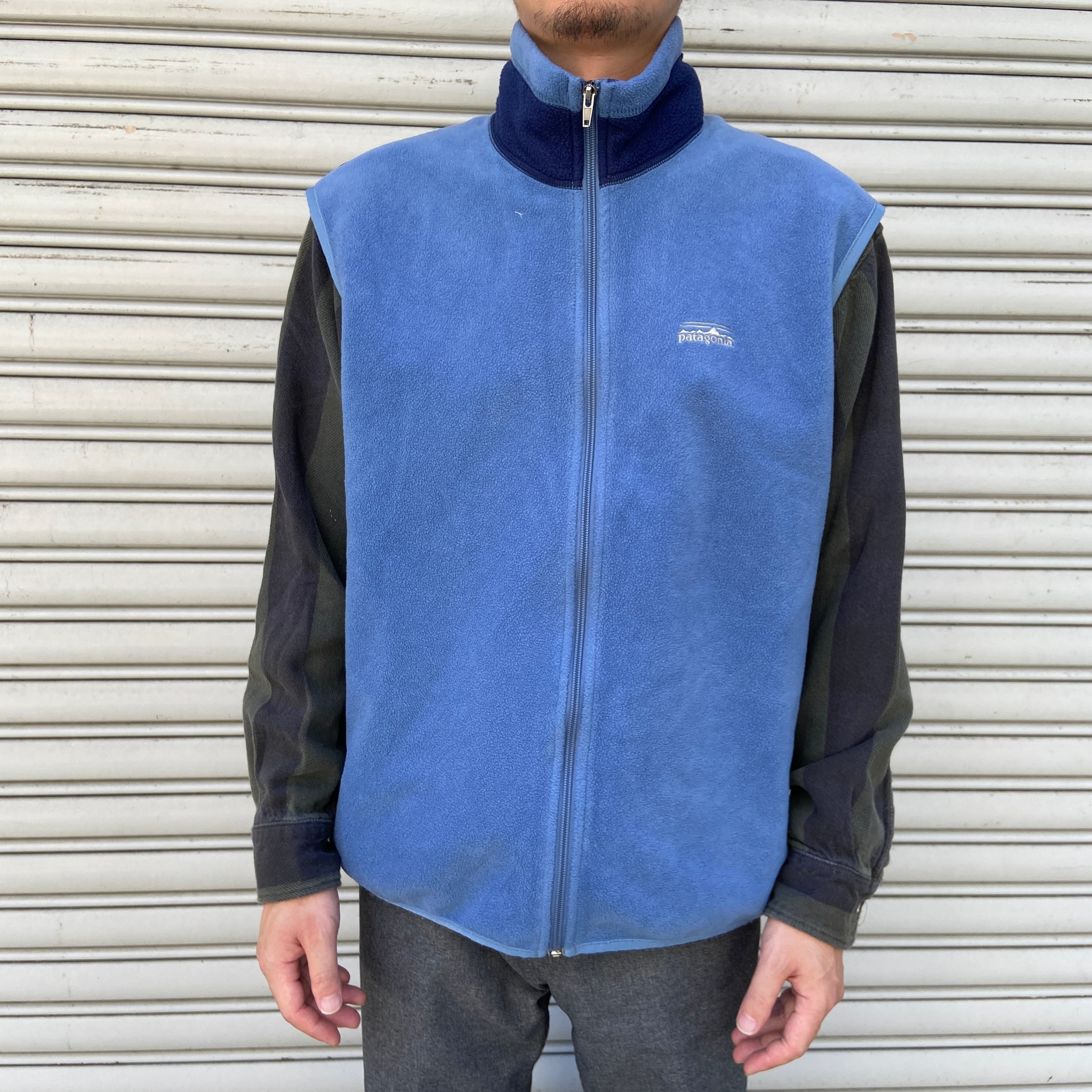 patagonia USA製 パタゴニア フライヤーフリースベスト 青系 L | 古着