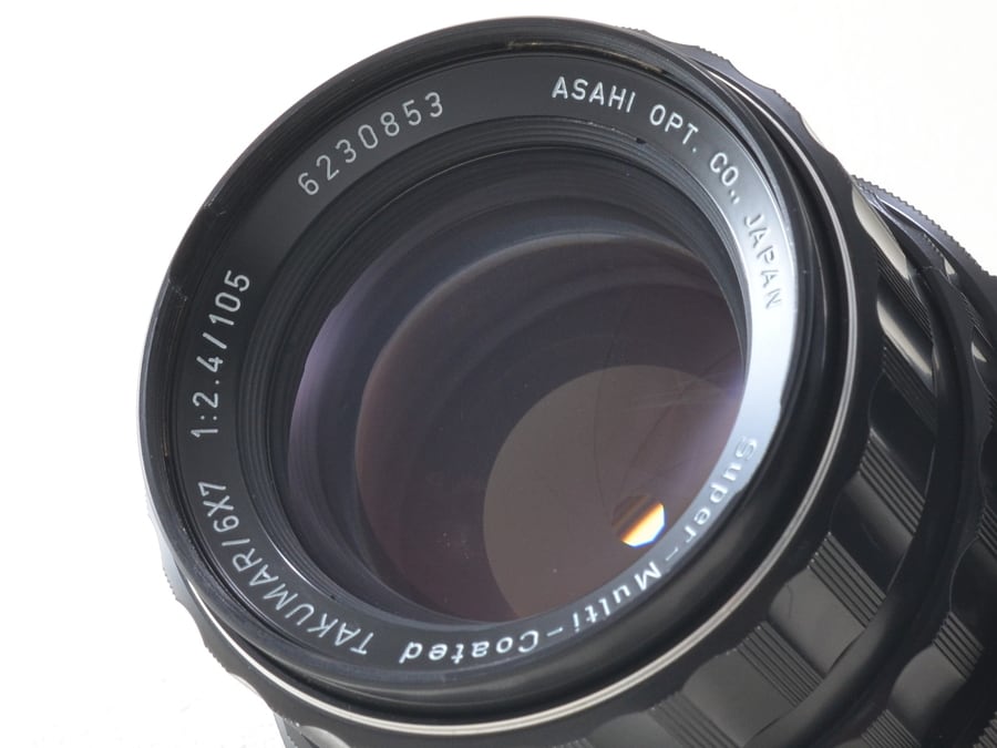 PENTAX 67 TTL / smc TAKUMAR 6×7 105mm F2.4 木製グリップ付 整備済