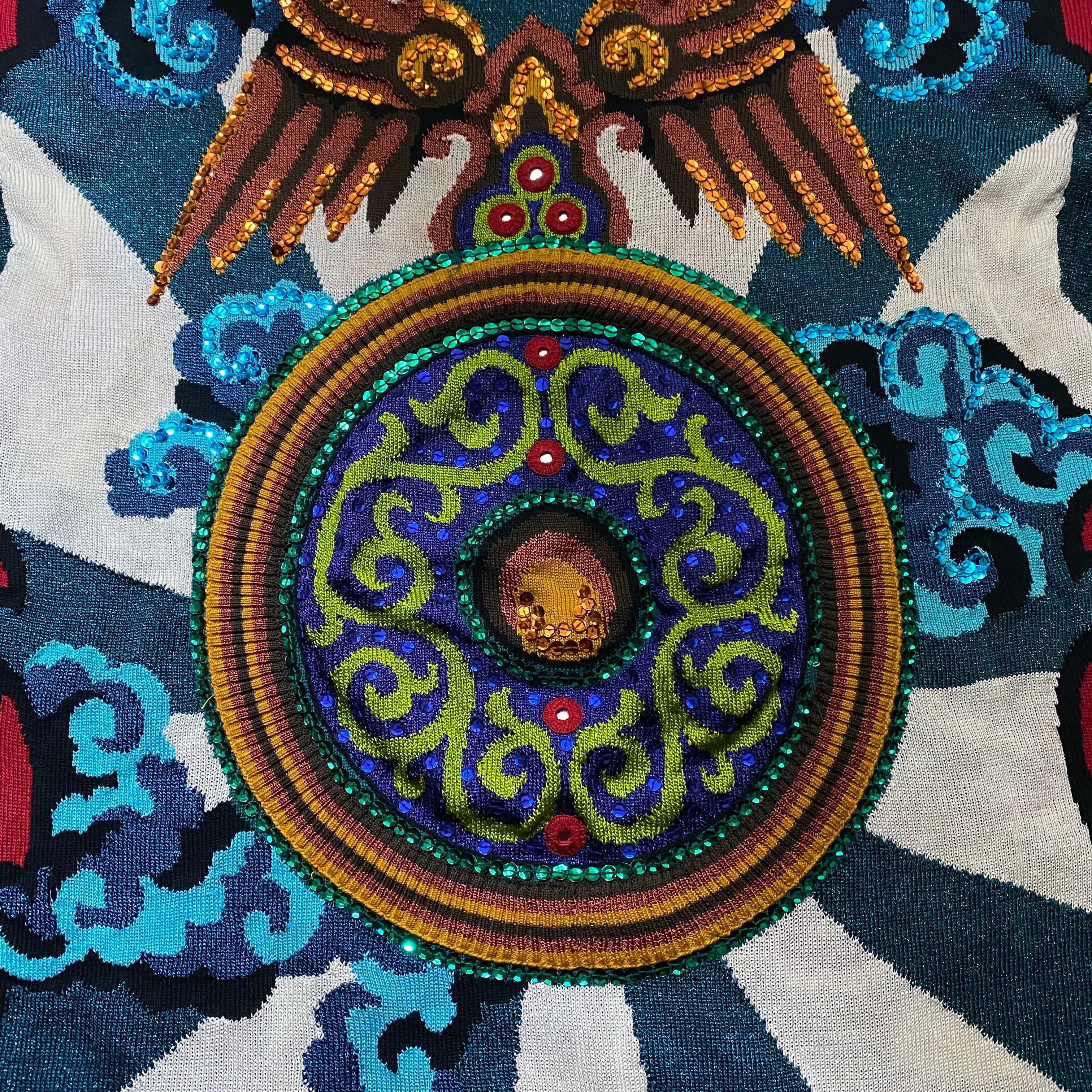 YOSHIYUKI KONISHI FICCE UOMO decorative hand-knit sweater | NOIR