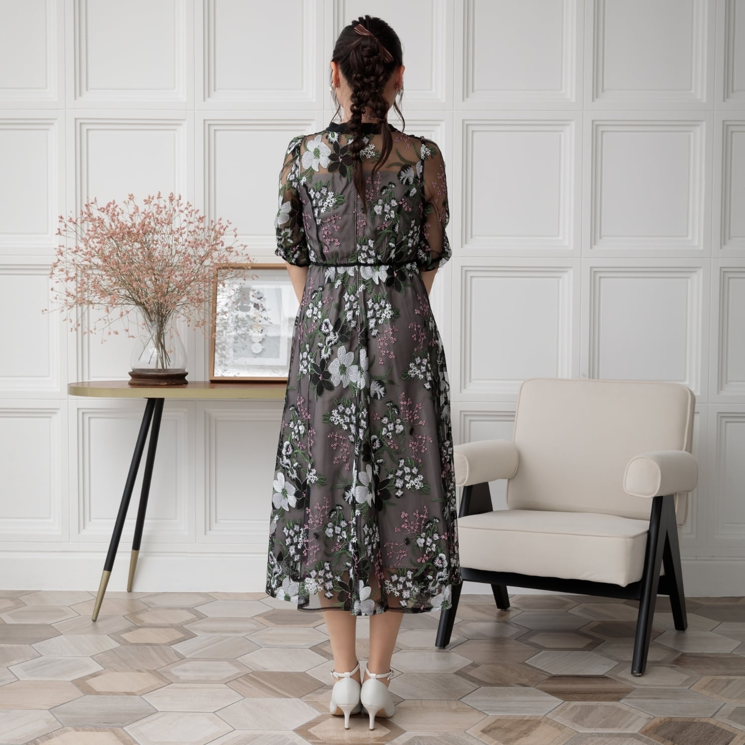 9447-1 フラワーエンブロイダリードレス | a.r.azalearose