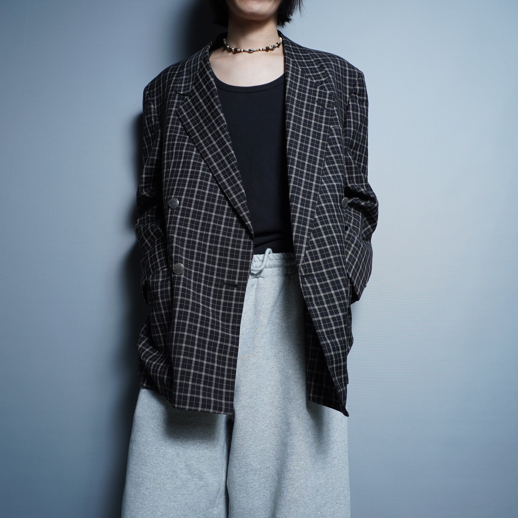 VERSACE】ヴェルサーチェ チェック柄メタルボタン セットアップスーツ