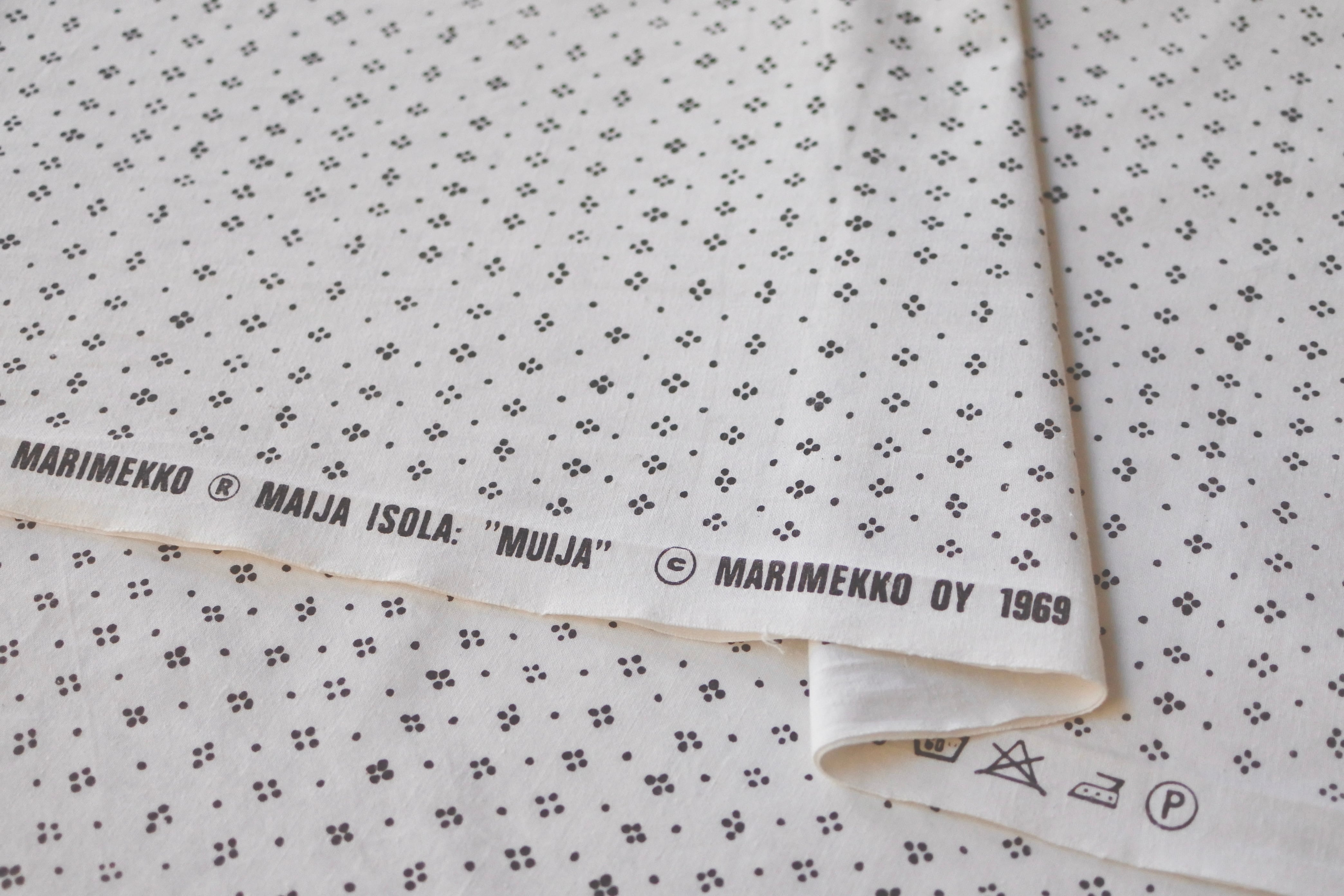 vintage MARIMEKKO MUIJA fabric white × brown / ヴィンテージ