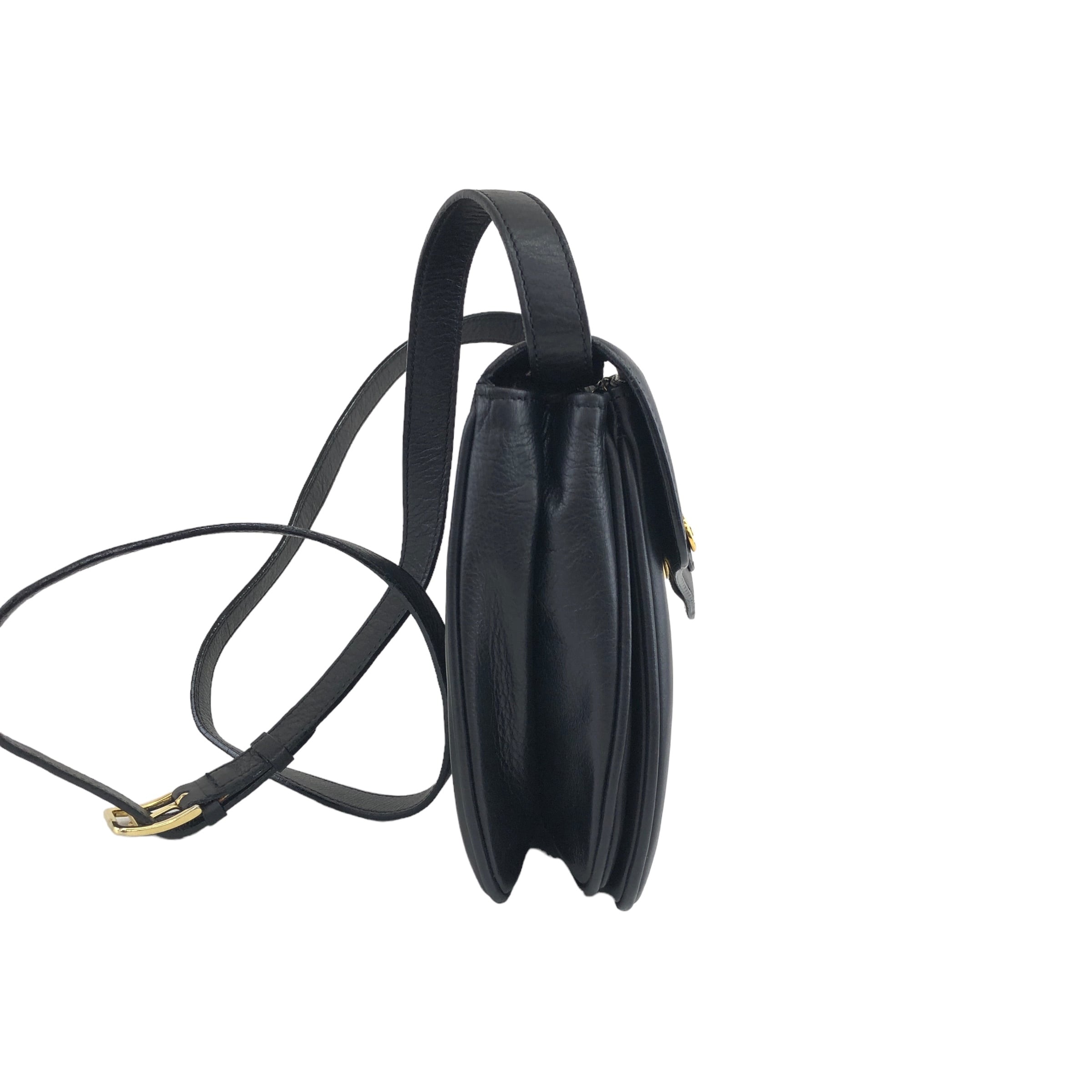 CELINE セリーヌ ショルダーバッグ ブラック ロゴ レザー vintage