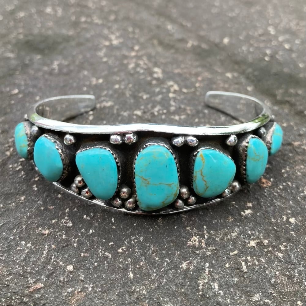 ターコイズ バングル インディアンジュエリー スターリングシルバー | CREA