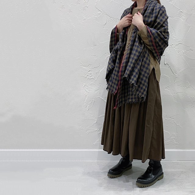 maison de soil wool silk gingham selvedge check stole | CoCo Cuore