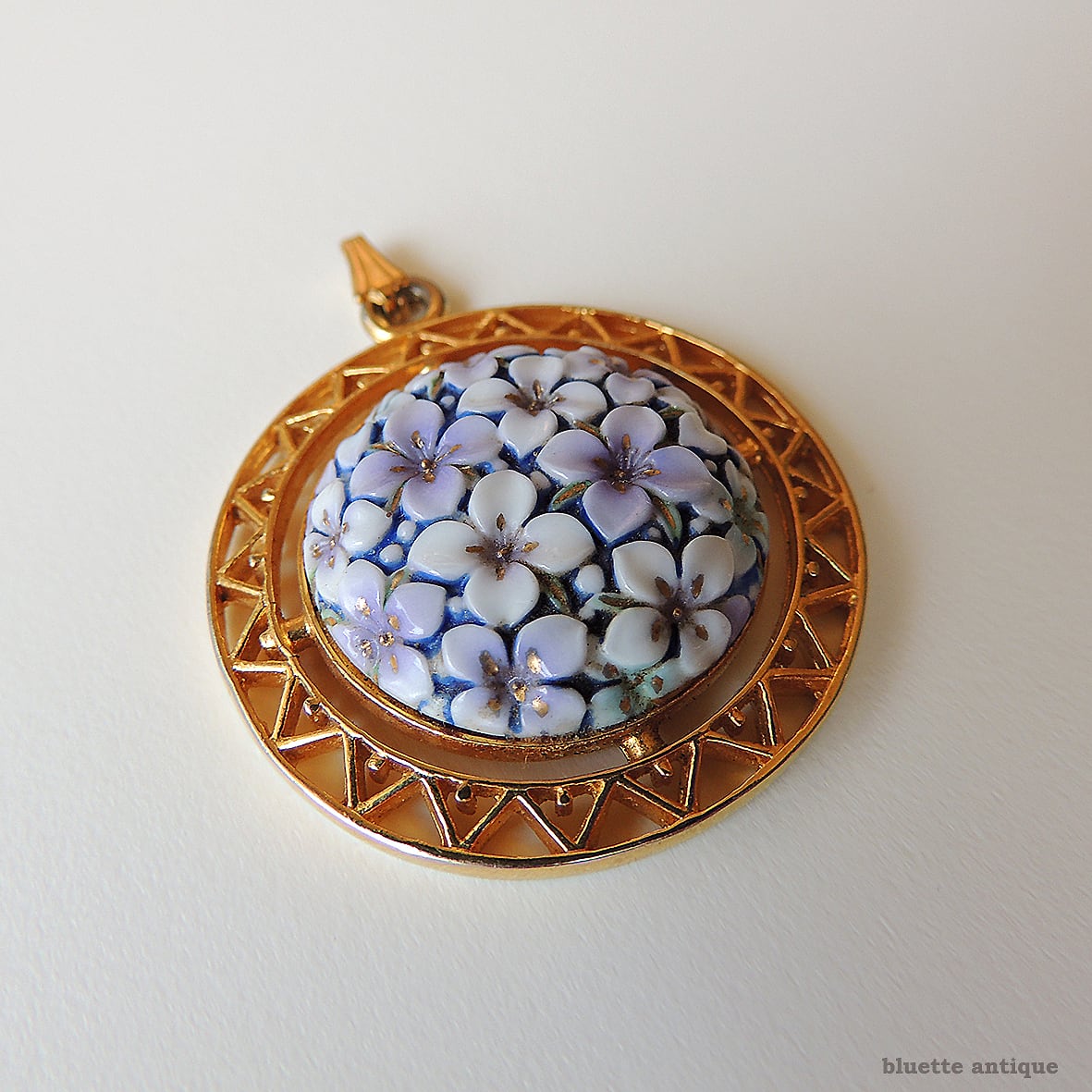 ヴィンテージ トシカネジュエリー 有田焼 紫陽花 ペンダントトップ