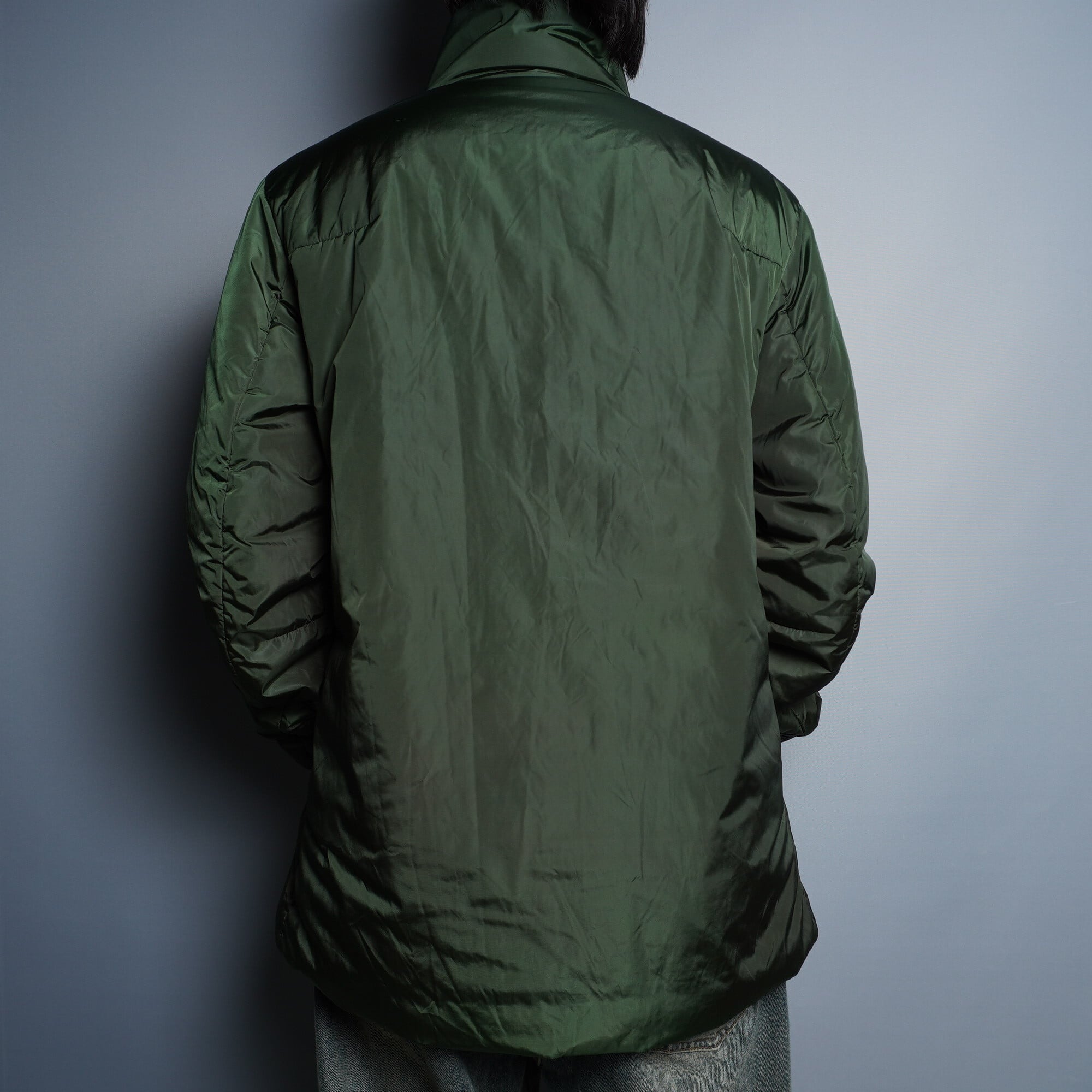 PRADA】プラダ 中綿入り ハイネックロングナイロンジャケット Khaki