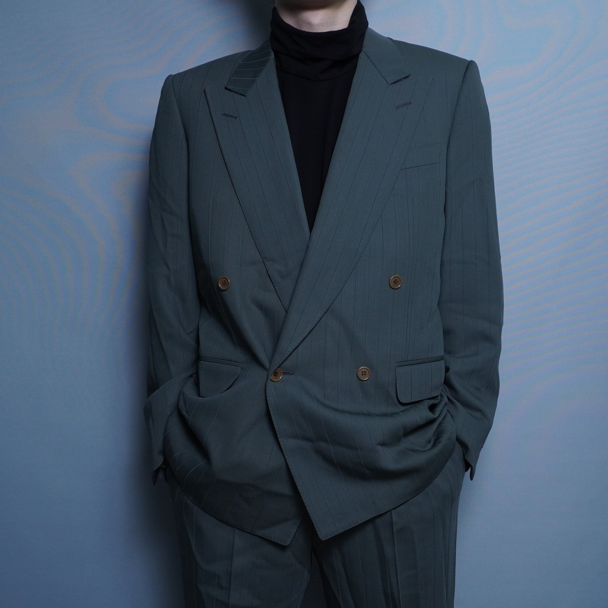 CELINE】カーキストライプ ウールダブルセットアップスーツ | ブランド