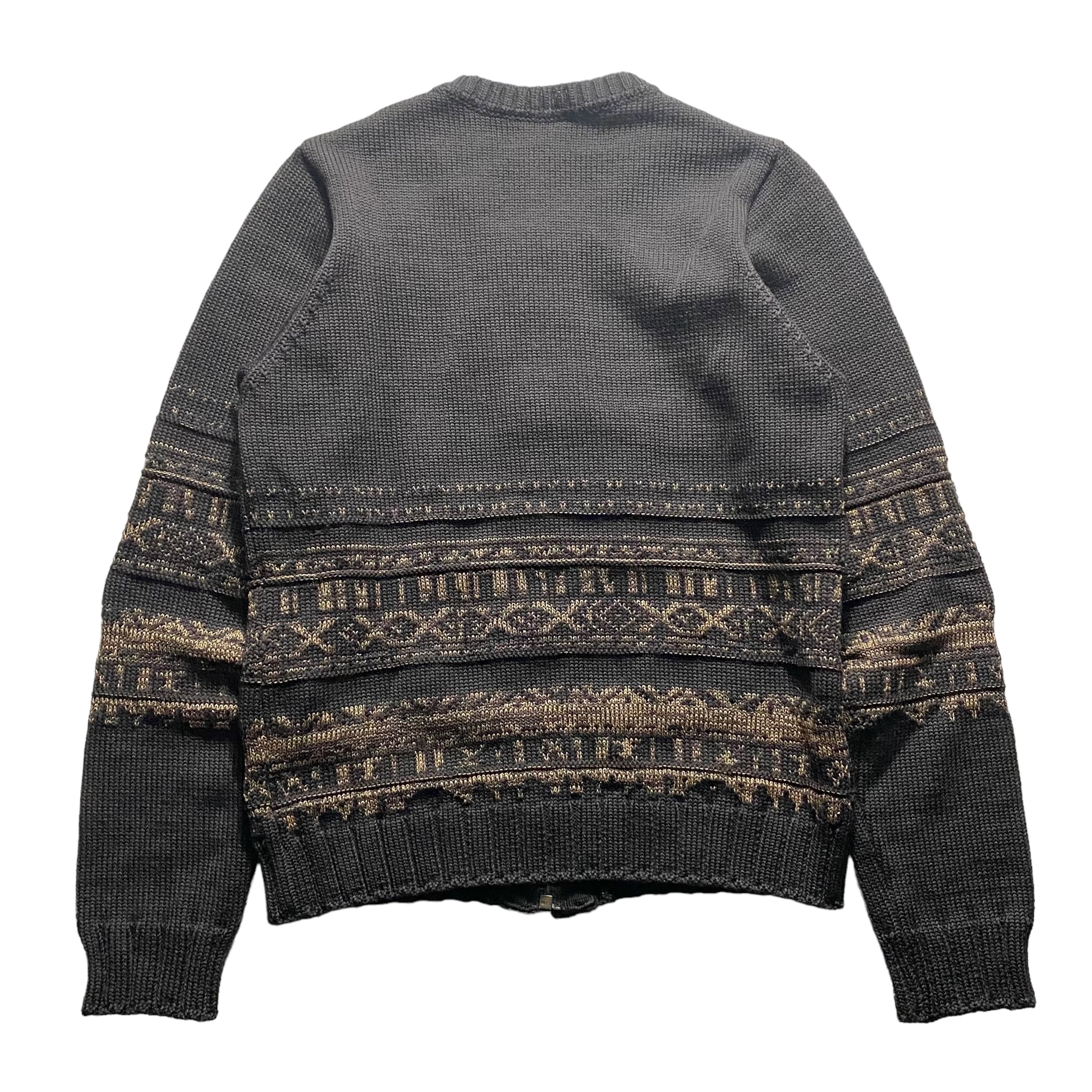 archive DRIES VAN NOTEN native pattern zip-up knit cardigan | NOIR