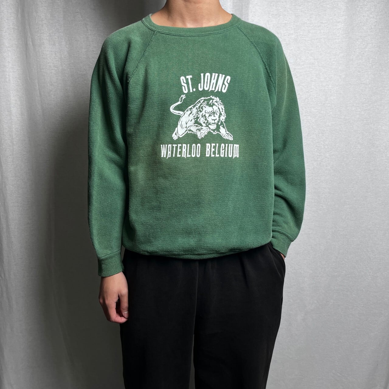 60年代 カレッジプリント ラグランスウェット 脇下ガゼット メンズM