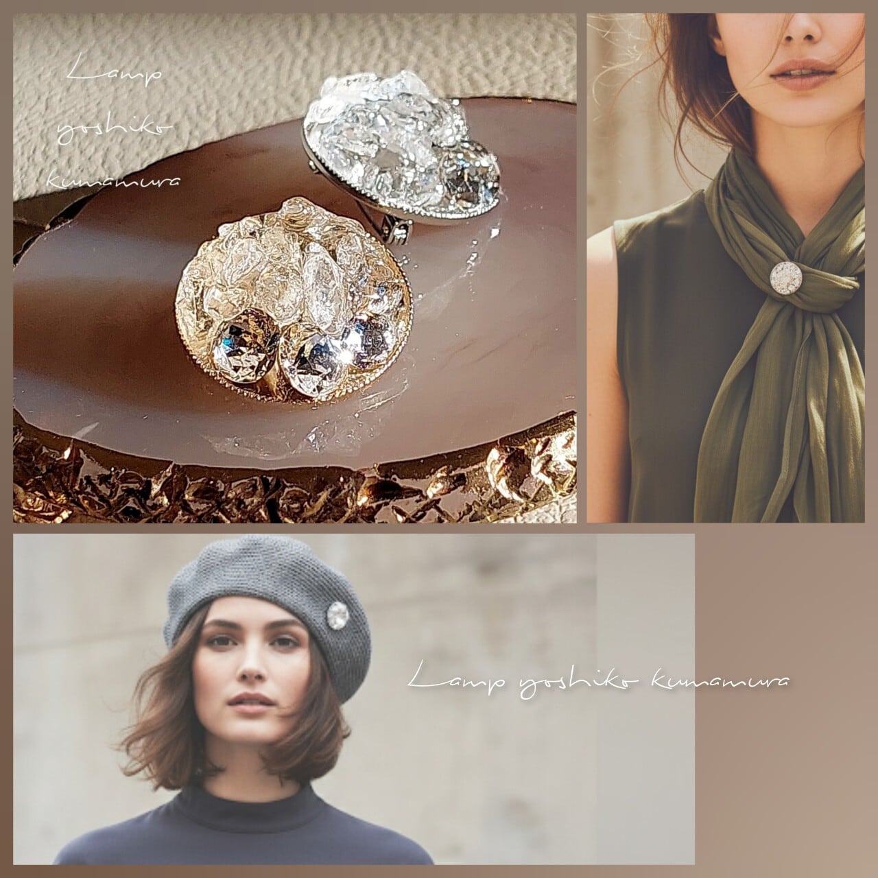 ブローチ クリスタル ガラス 天然石 水晶 アート ＊ 240515A | Lamp