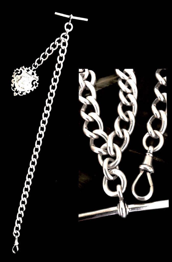 英国アンティーク 極太 アルバートチェーン ローズゴールド シェールド