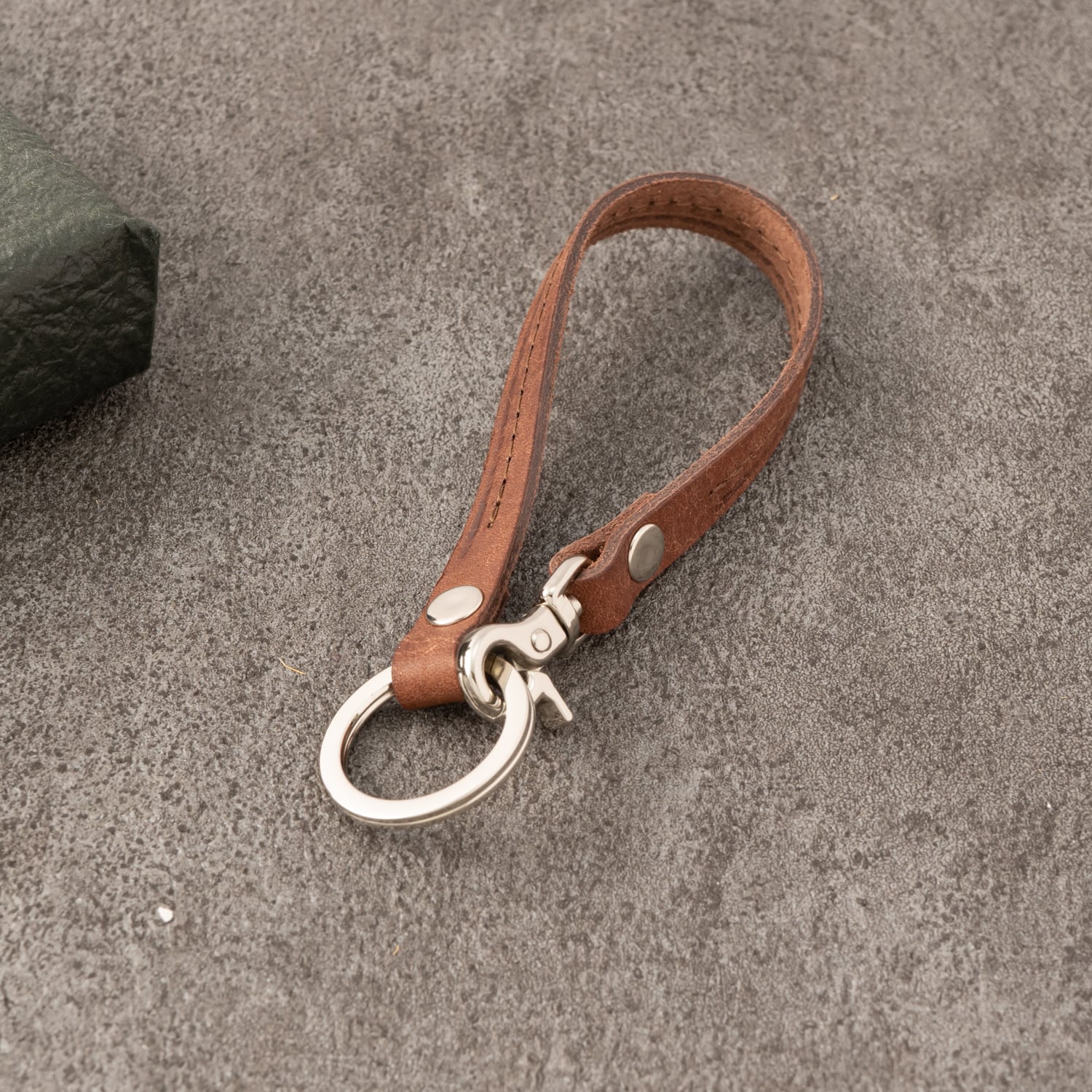 ショートストラップ｜キーホルダー イタリアンレザー ネイビー