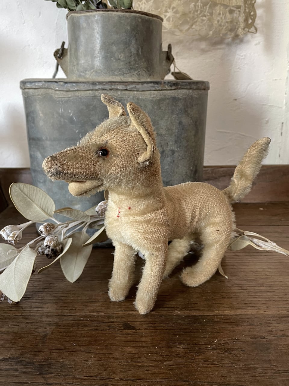 フランスアンティーク 犬 ぬいぐるみ ベージュ dog | Brocante de La