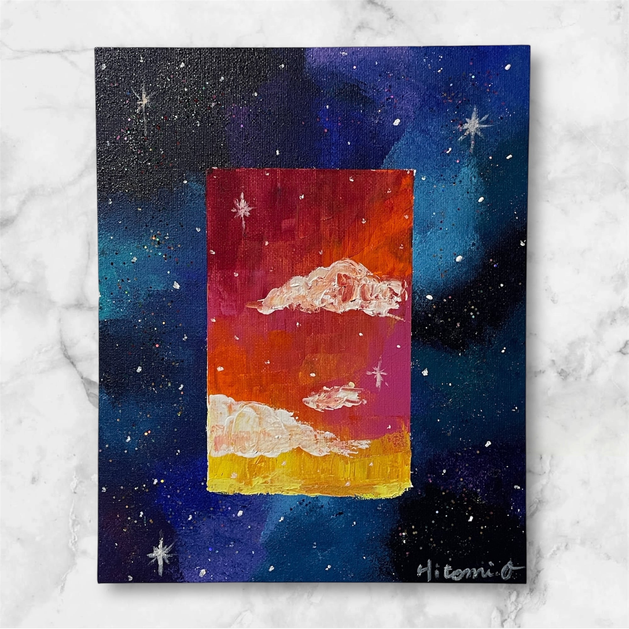 田渕眞兒 田渕眞兒 油絵 油彩画 抽象画 s 額付 油絵 油彩