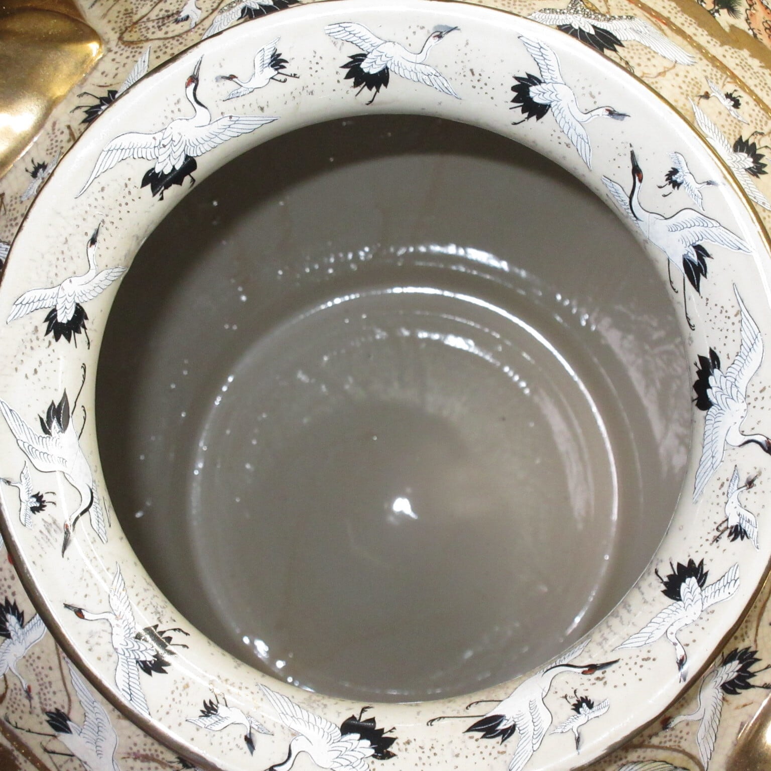 薩摩焼 栄盛窯 瀧山作 金襴手群鶴文花鳥図 大花瓶 | ギャラリー寿