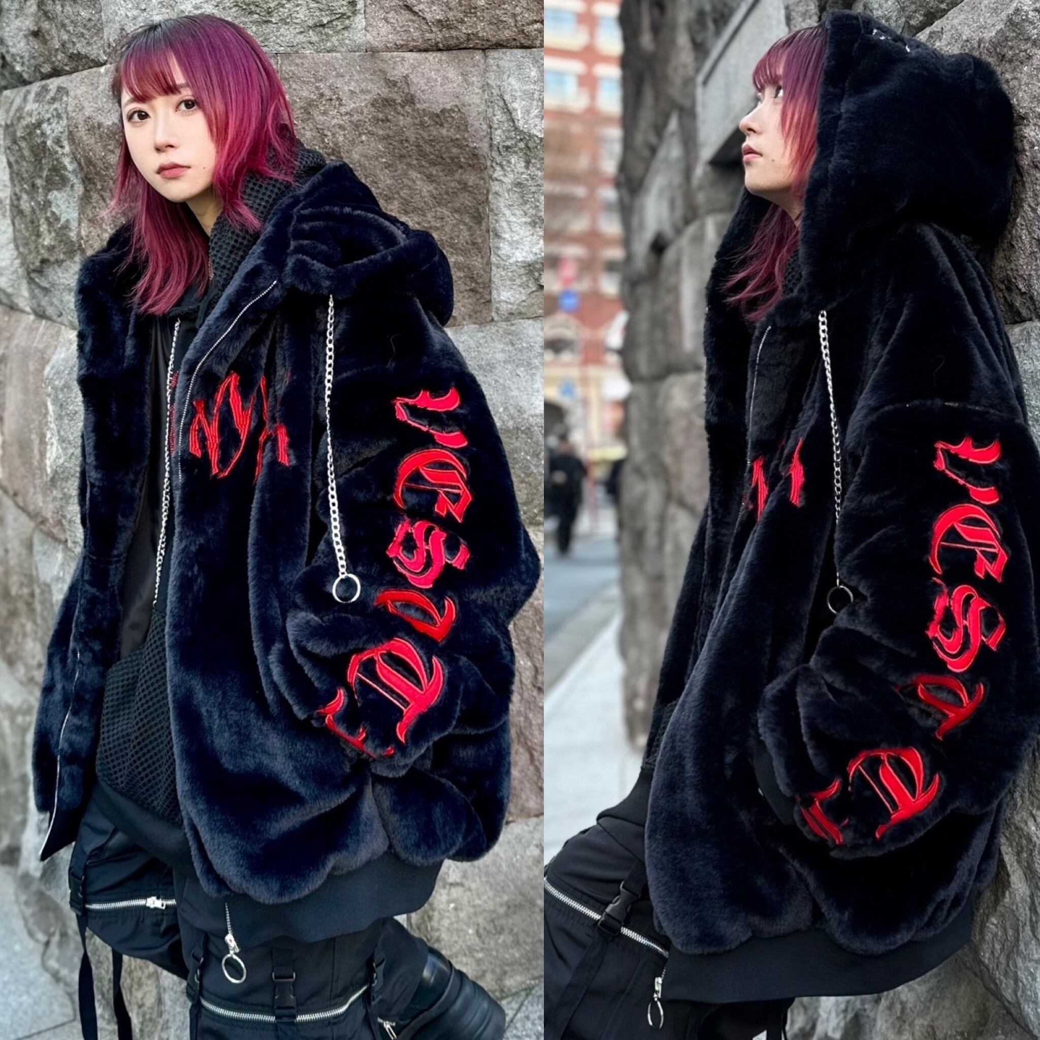 PSYNYXX×THICC 魔法陣ファーブルゾン ストリート 地雷系 | 韓国系ユニ