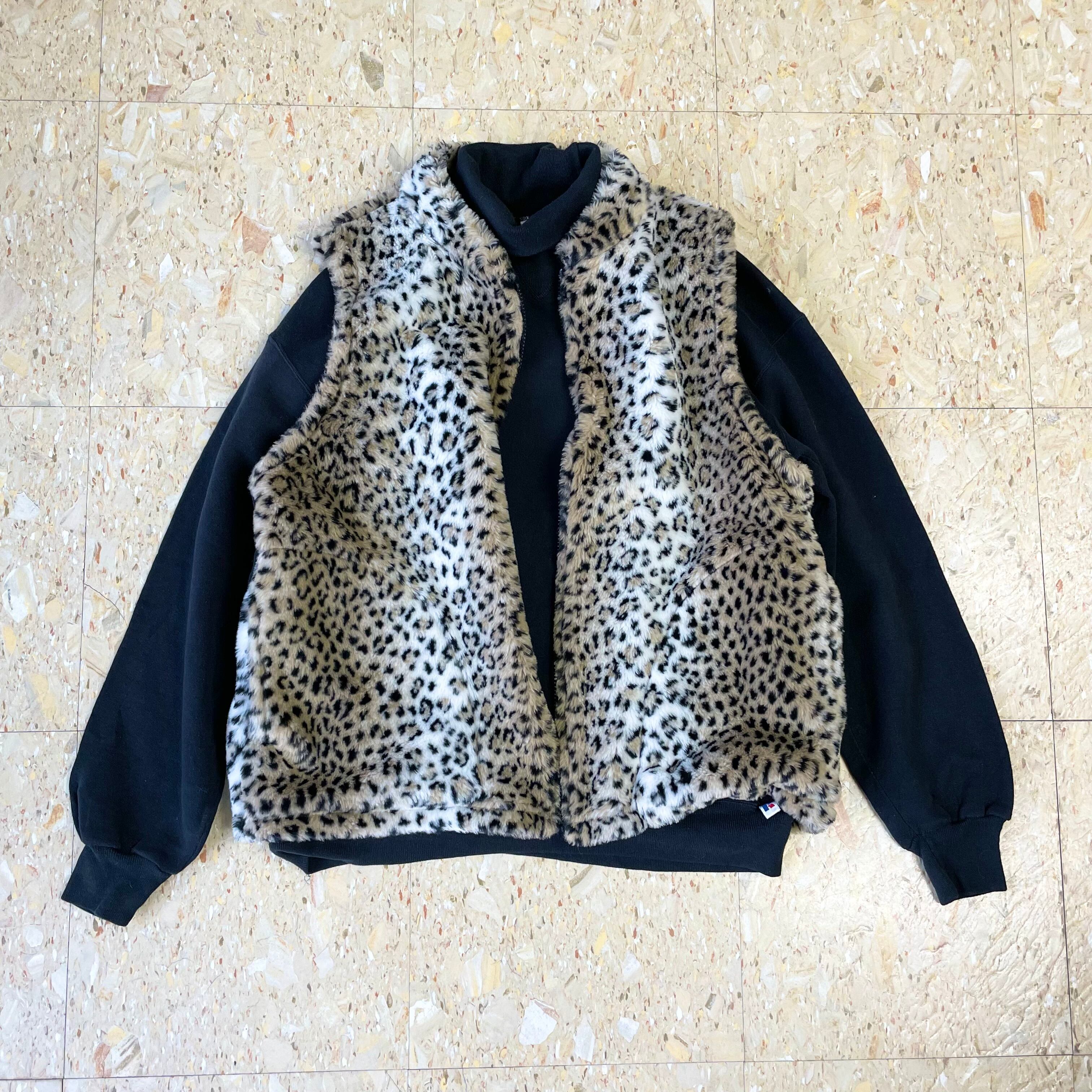 90s USA製 【Cobblestone Canyon】 豹柄 レオパルド フリースベスト