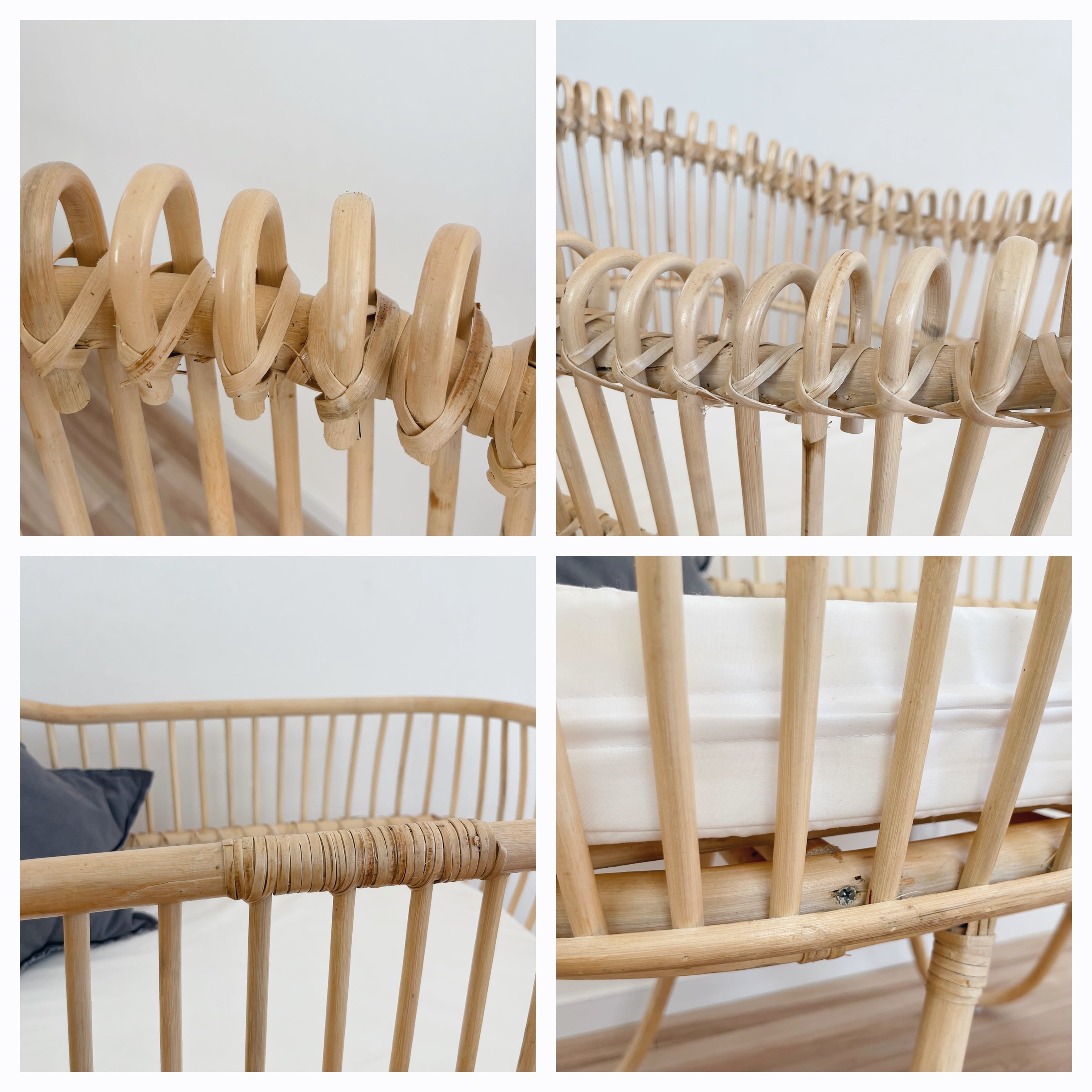 数量限定】ラタン ベビーベッド (マットレス付) | HappyFace ラタン