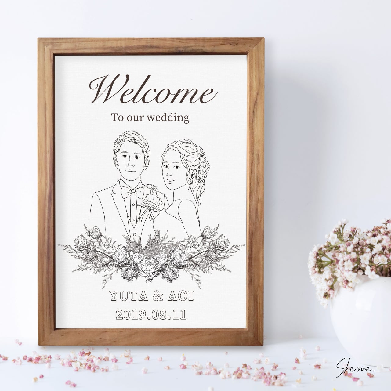 web限定商品】《受注生産品》似顔絵(A4サイズ/フレーム付き) | She me.