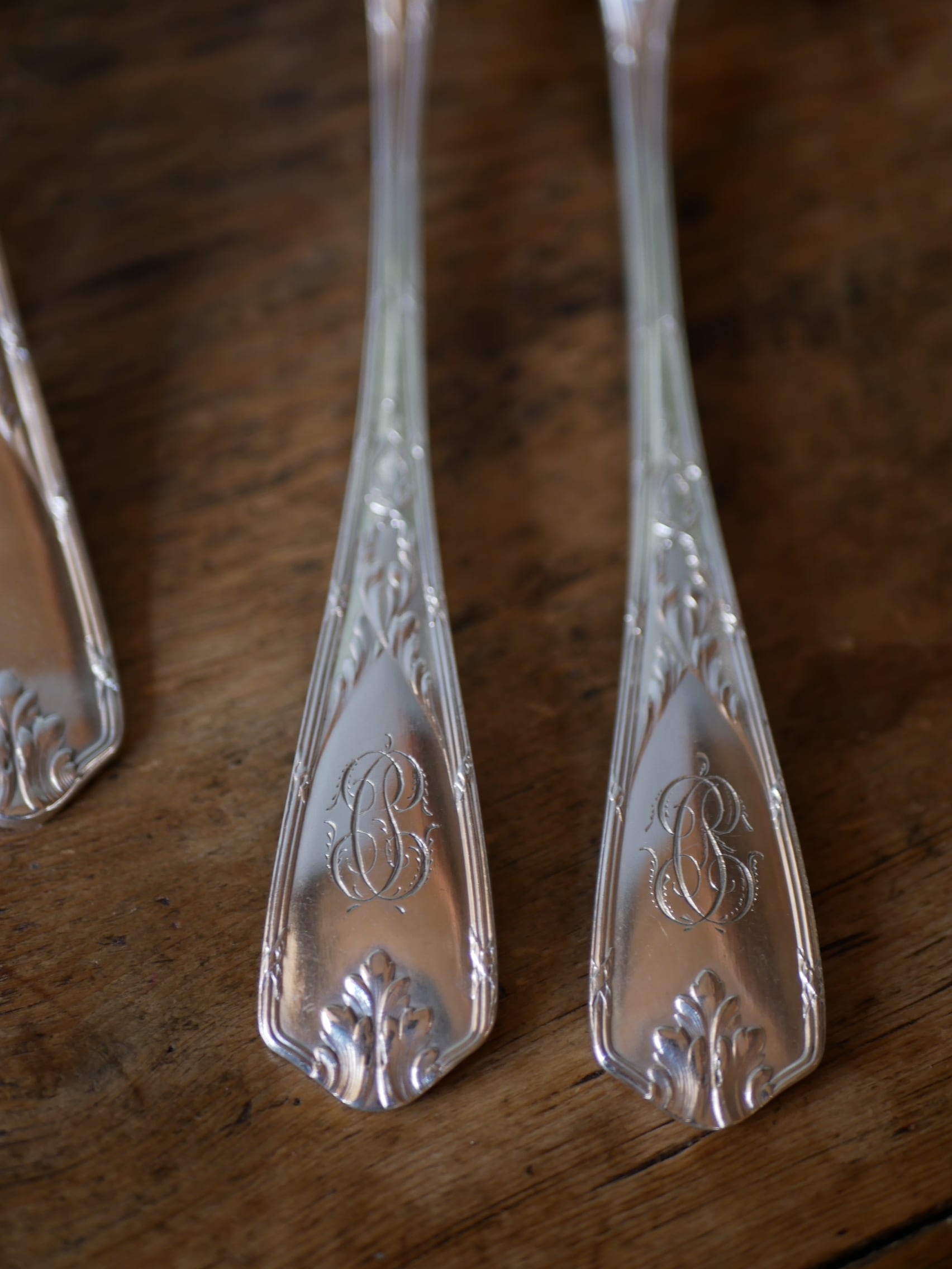 モノグラム入り スプーン＆フォーク シルバープレート フランス
