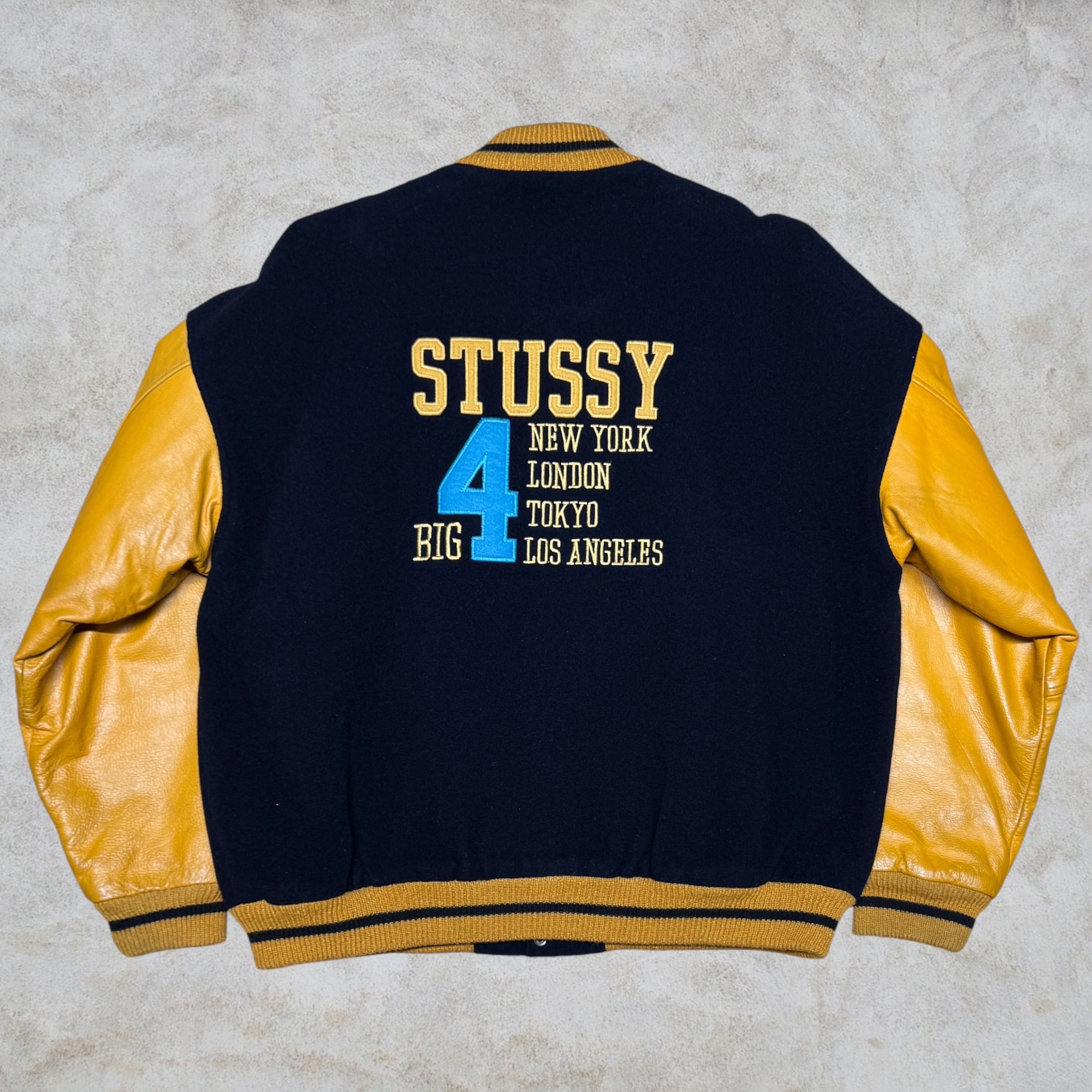 90's old stussy Varsity Jacket “BIG 4” “スタジャン” 【高円寺本店