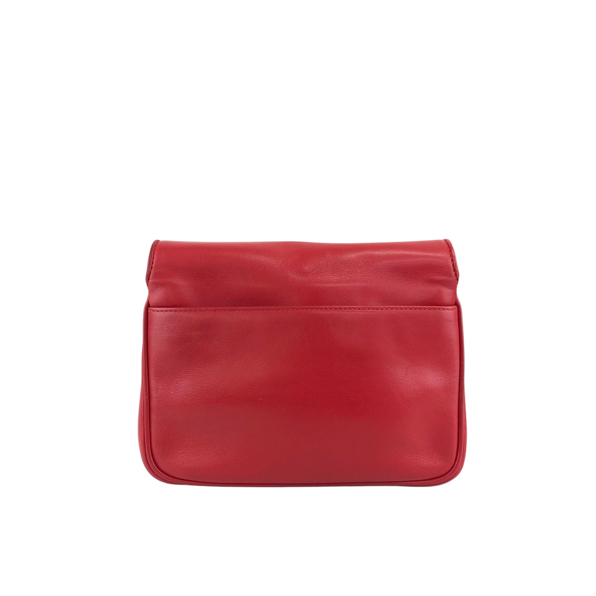 CELINE セリーヌ ショルダーバッグ レッド トリオンフ ステッチ レザー