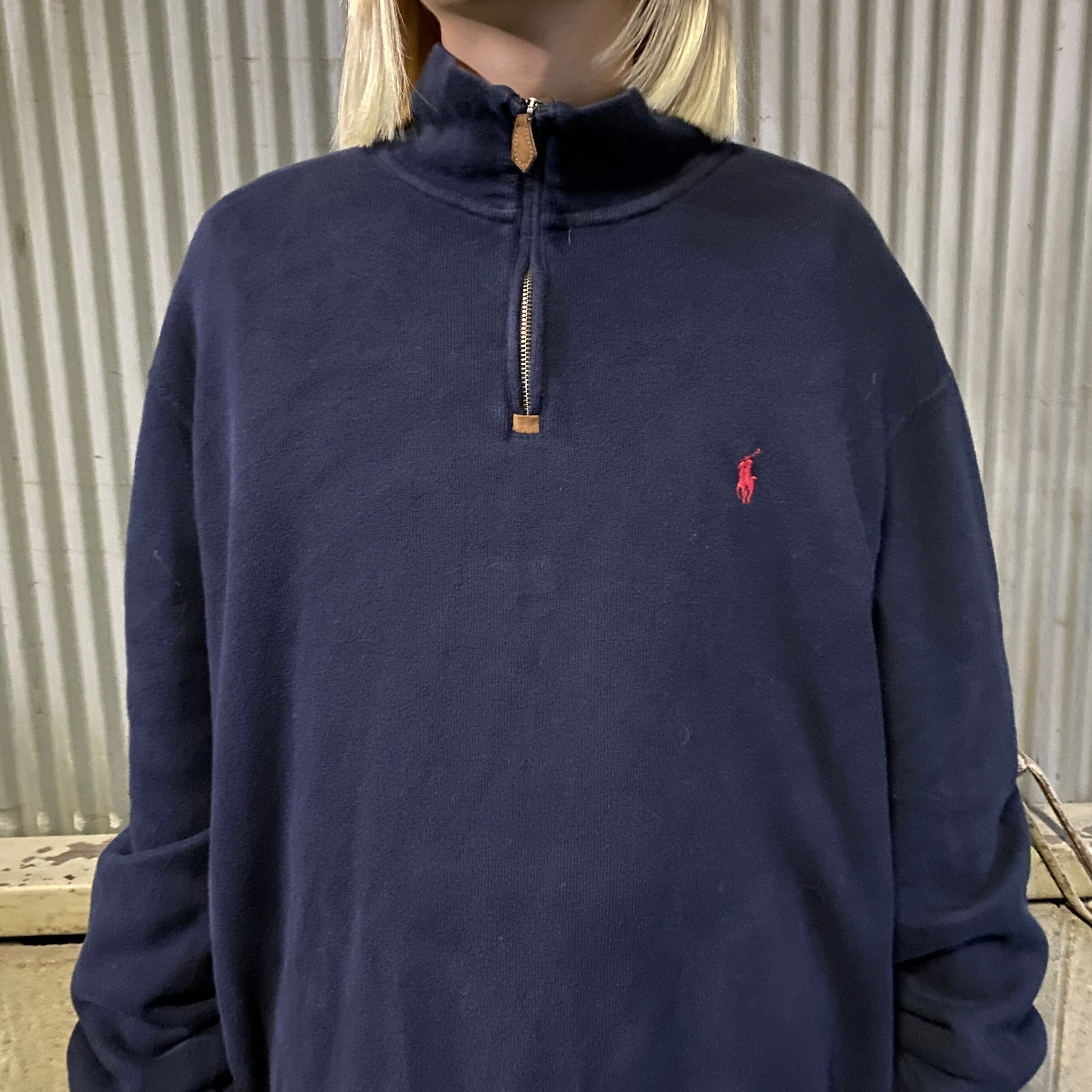 ポロ ラルフローレン ハーフジップ スウェット メンズXL 古着 Polo