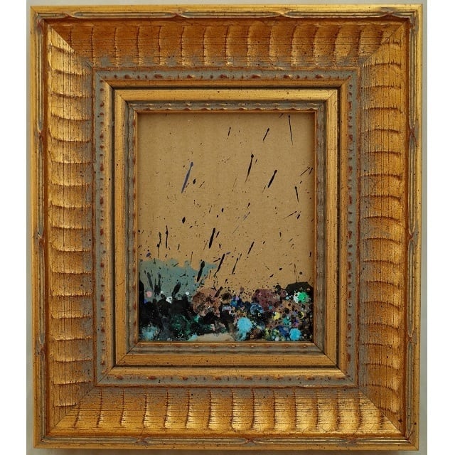 無題」 段ボールにアクリル * 現代アート 絵画 抽象画 ミニ額 フレーム