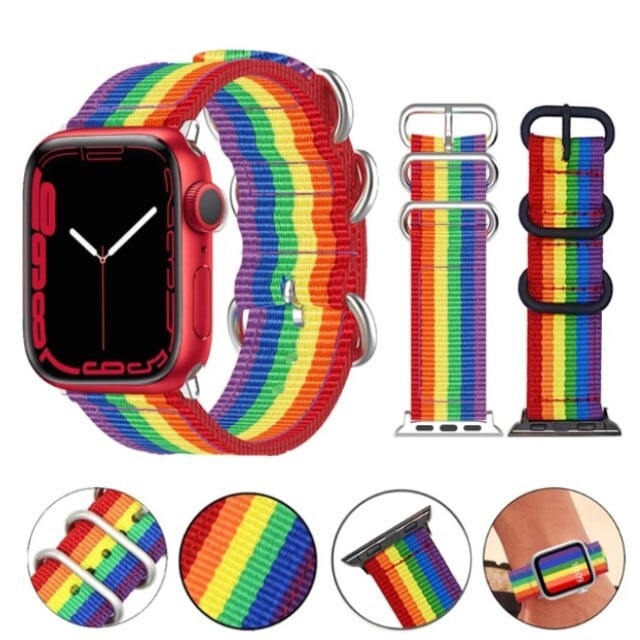 レインボー 虹色 カラフル ナイロンベルト アップルウォッチ 替え