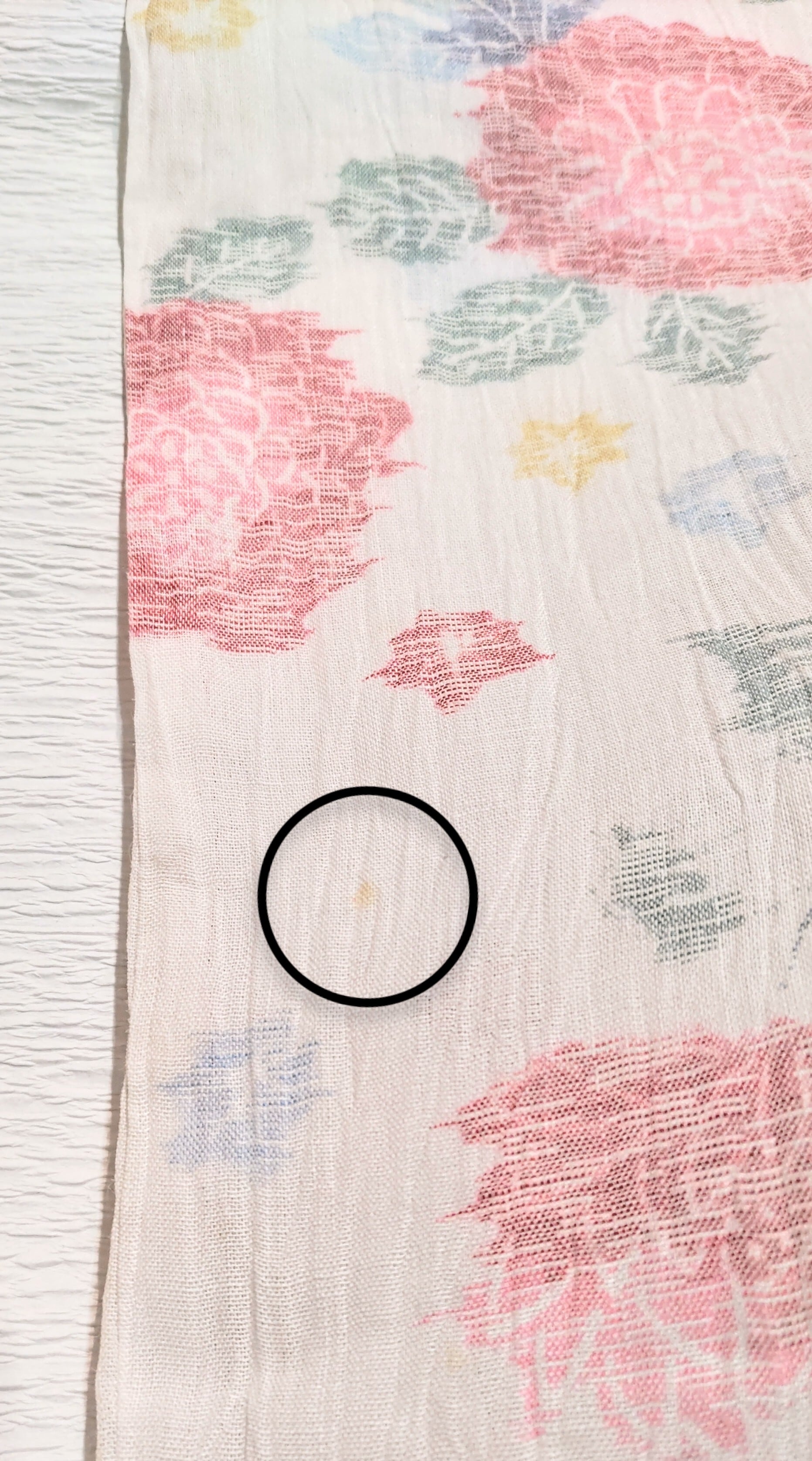 小千谷ちぢみ 白地にカラフルなお花柄 | リサイクル着物 菅野