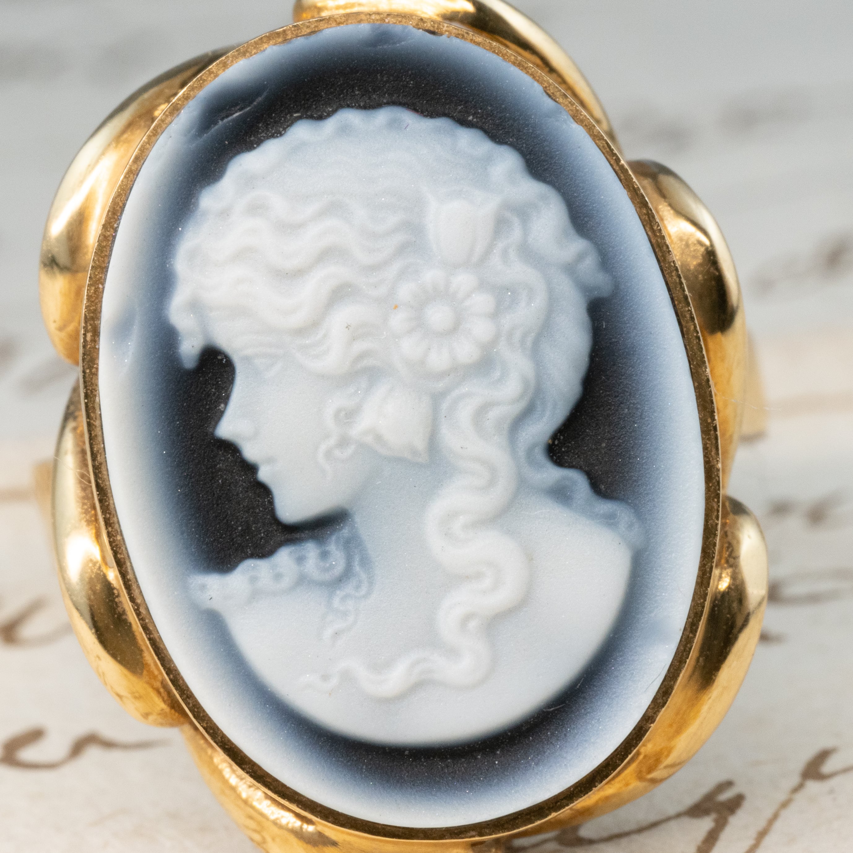 フレンチヴィンテージ カメオ アーリープラスチック ベイビーブルー