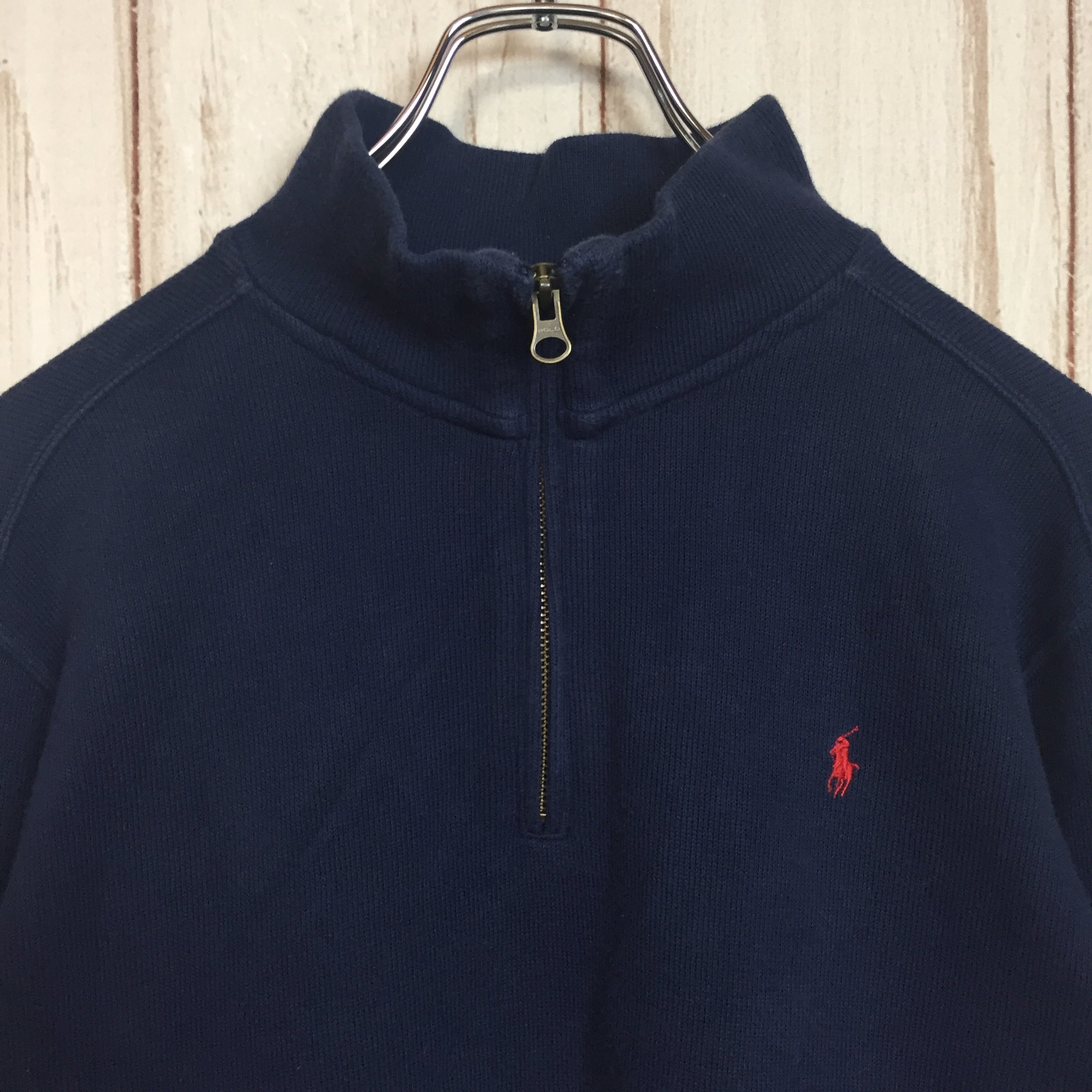 ポロラルフローレン 長袖ハーフジップコットンニット】ワンポイント