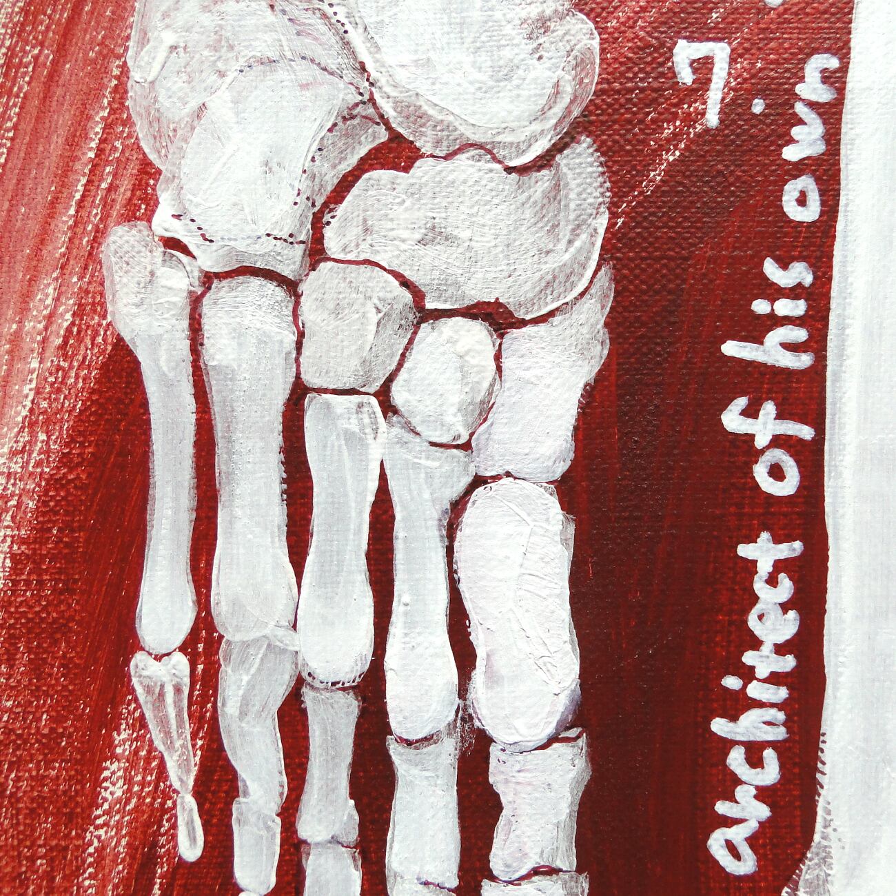 標本図風の足の骨の絵画 アート 原画 キャンバス画 科学 理科