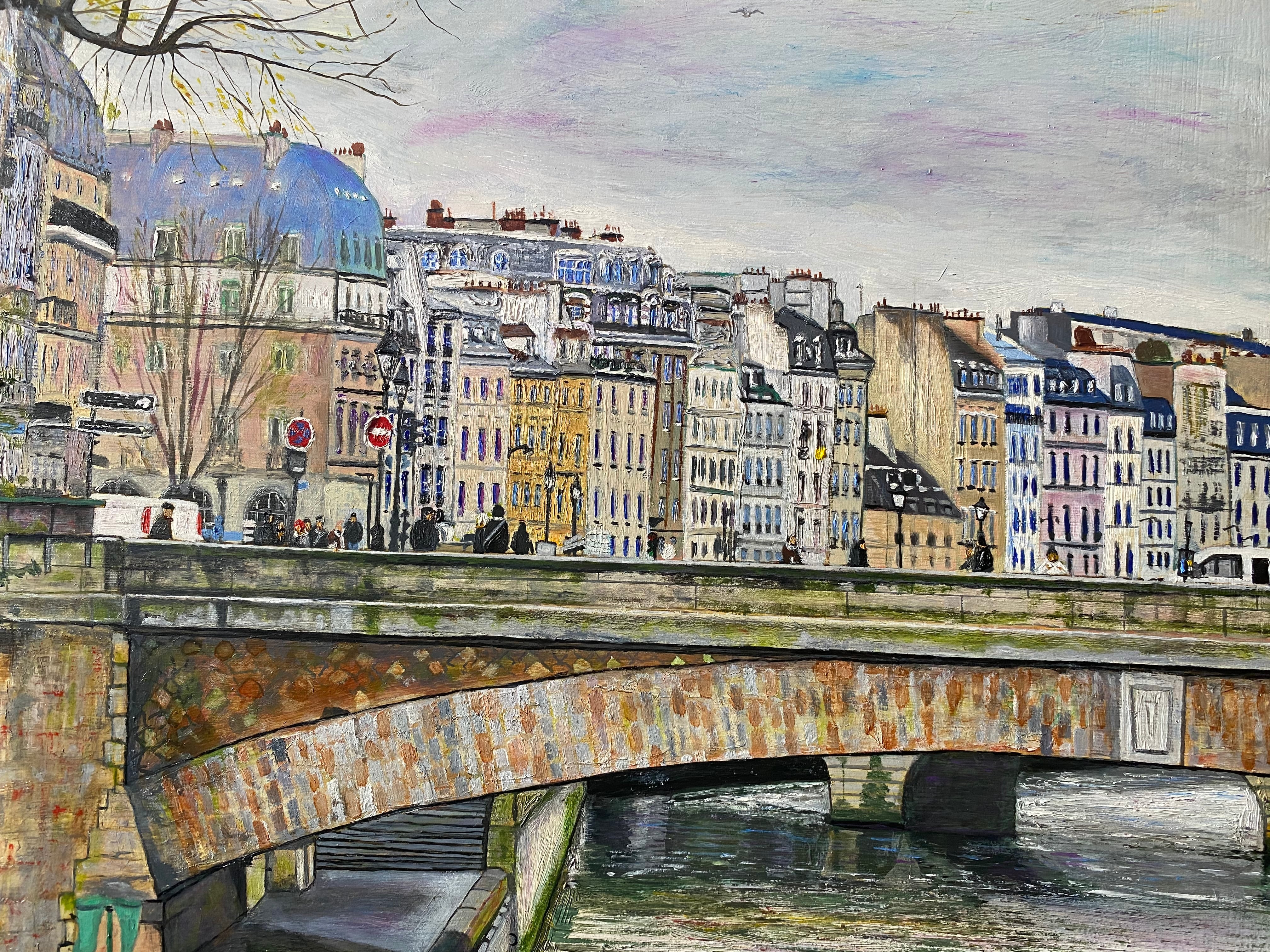 原画「12月のパリ,セーヌ川」フランス 高橋拓也 油絵 P25号 | ART