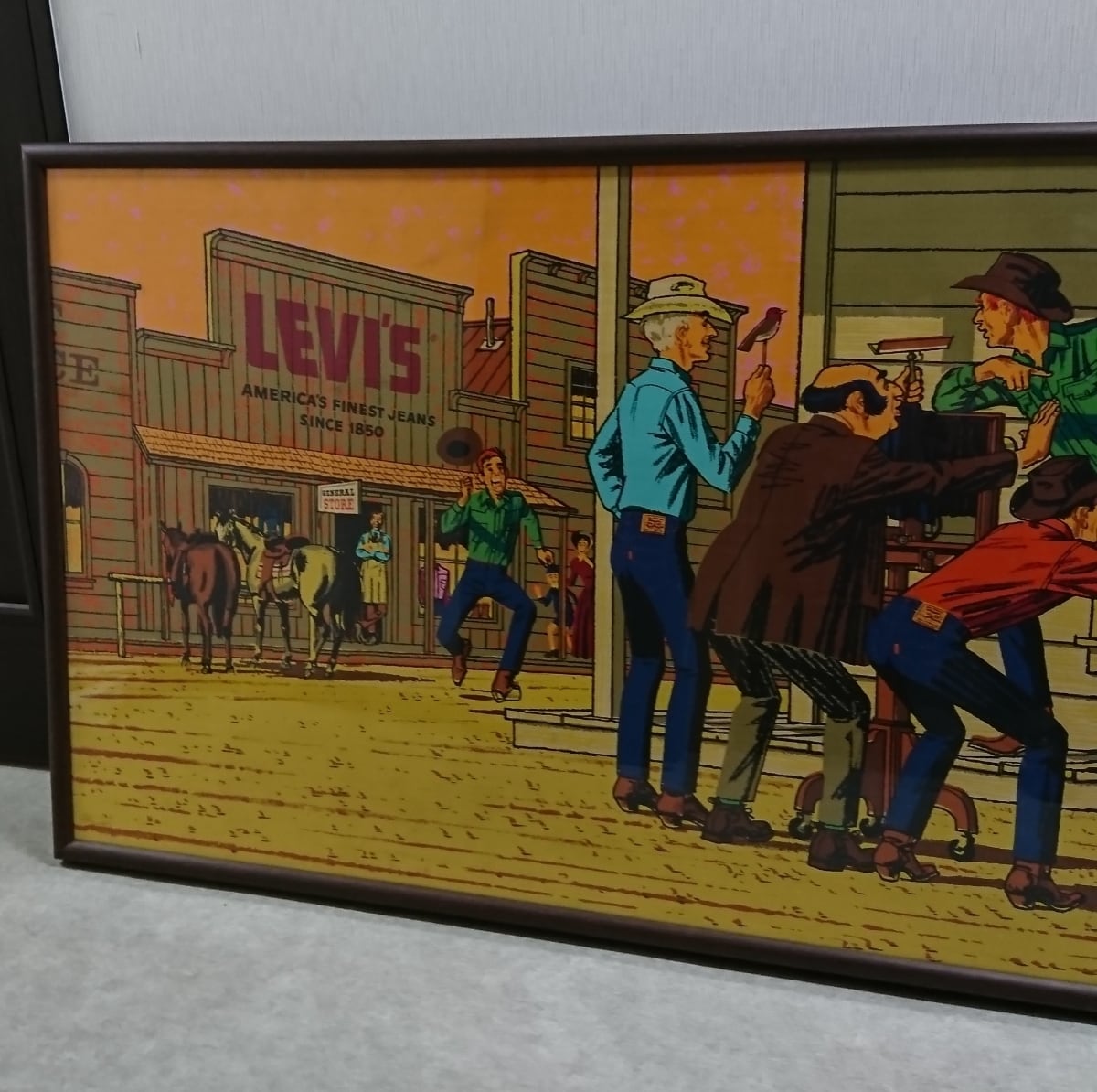 リーバイス バナー 広告 額入り 特大 希少 levi's banner 50s vintage