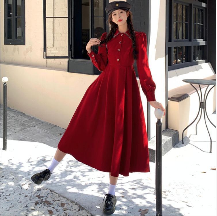 大きいサイズ有】レディース ロング ワンピース 春 秋冬 新品 長袖