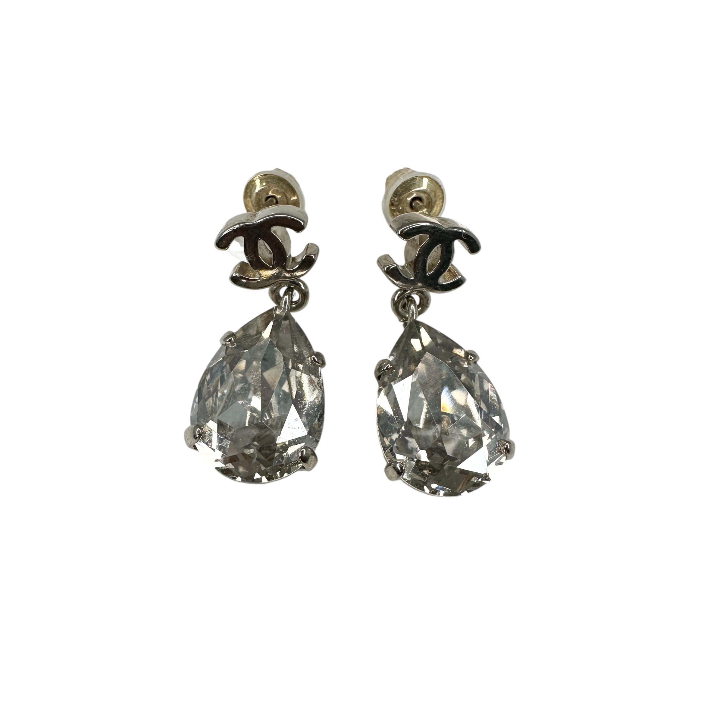 CHANEL シャネル ココマーク ラインストーン ピアス シルバー