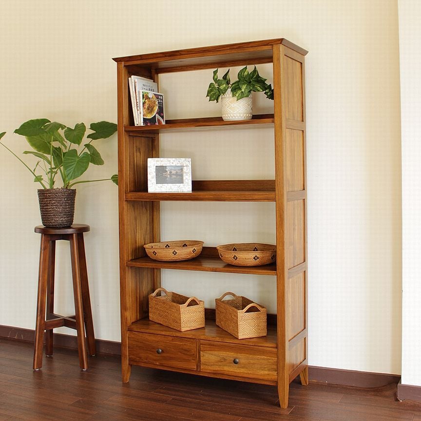 本棚 ブックシェルフ チーク家具 木製 無垢 収納棚 ディスプレイ