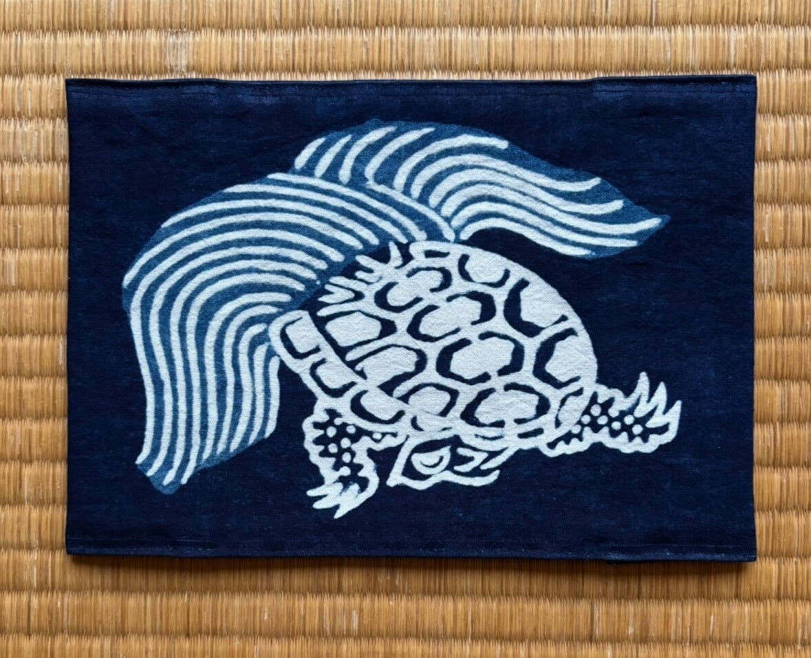 筒描藍染 風呂敷 鶴亀松竹梅 | 長田染工場