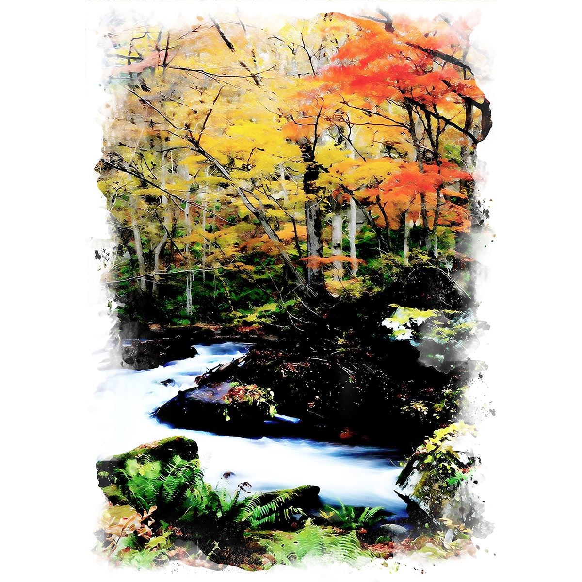 秋の風景画 木製フレーム付き 【公式通販】