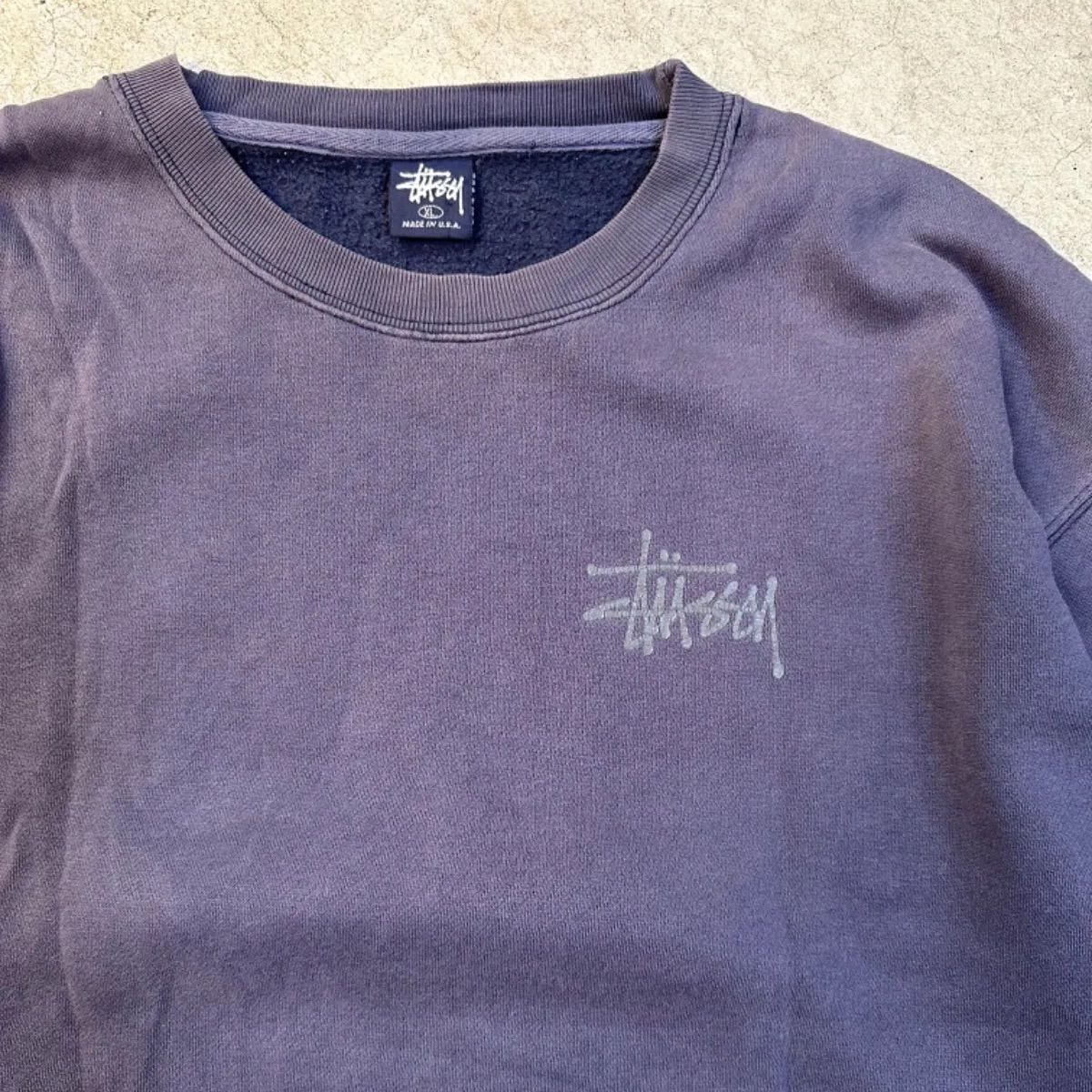 90s old stussy 紺タグ USA製 スウェット ドラゴン 龍 ナス紺 茄子紺