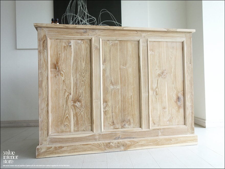 チーク総無垢材 カウンターRAW レジ台 受付カウンター 店舗什器