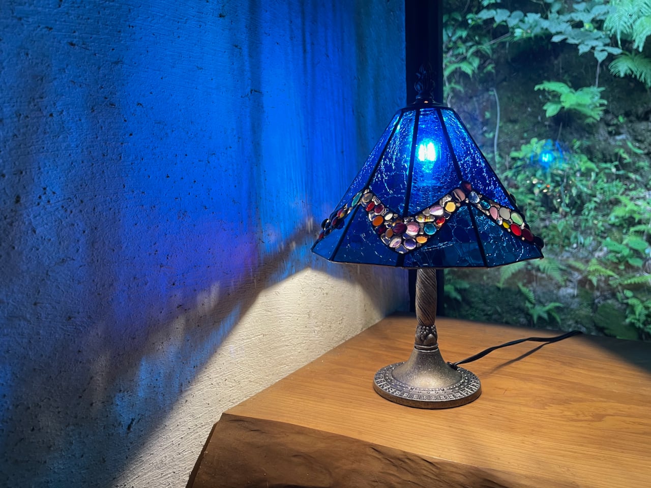 限定品】ブルージュエル（ステンドグラスのテーブルランプ